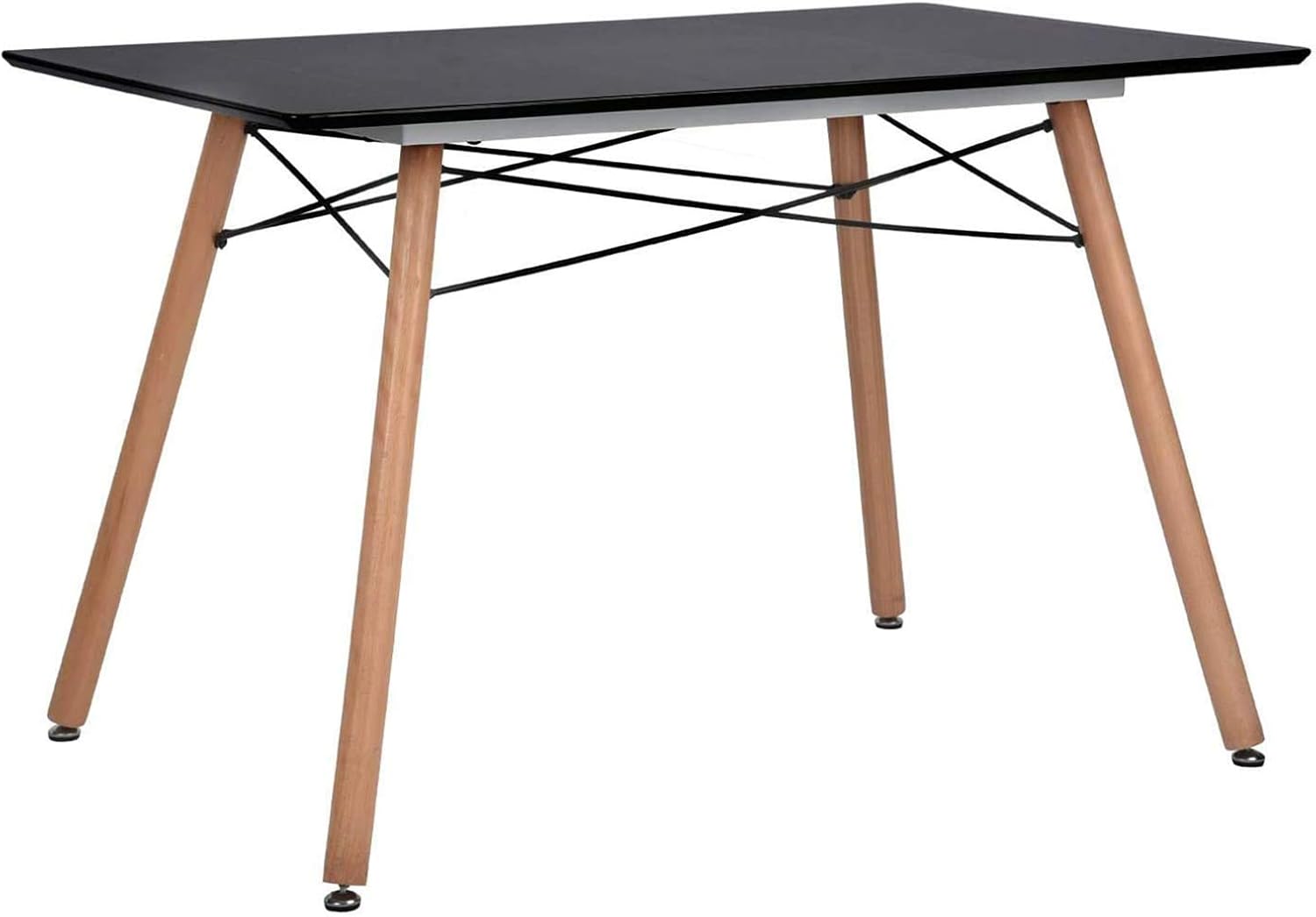 GreenForest Dining Table Modern Kitchen Table Rectangular Top with Solid Wood Legs 47.2 x 27.6 x 30 Inch, Black