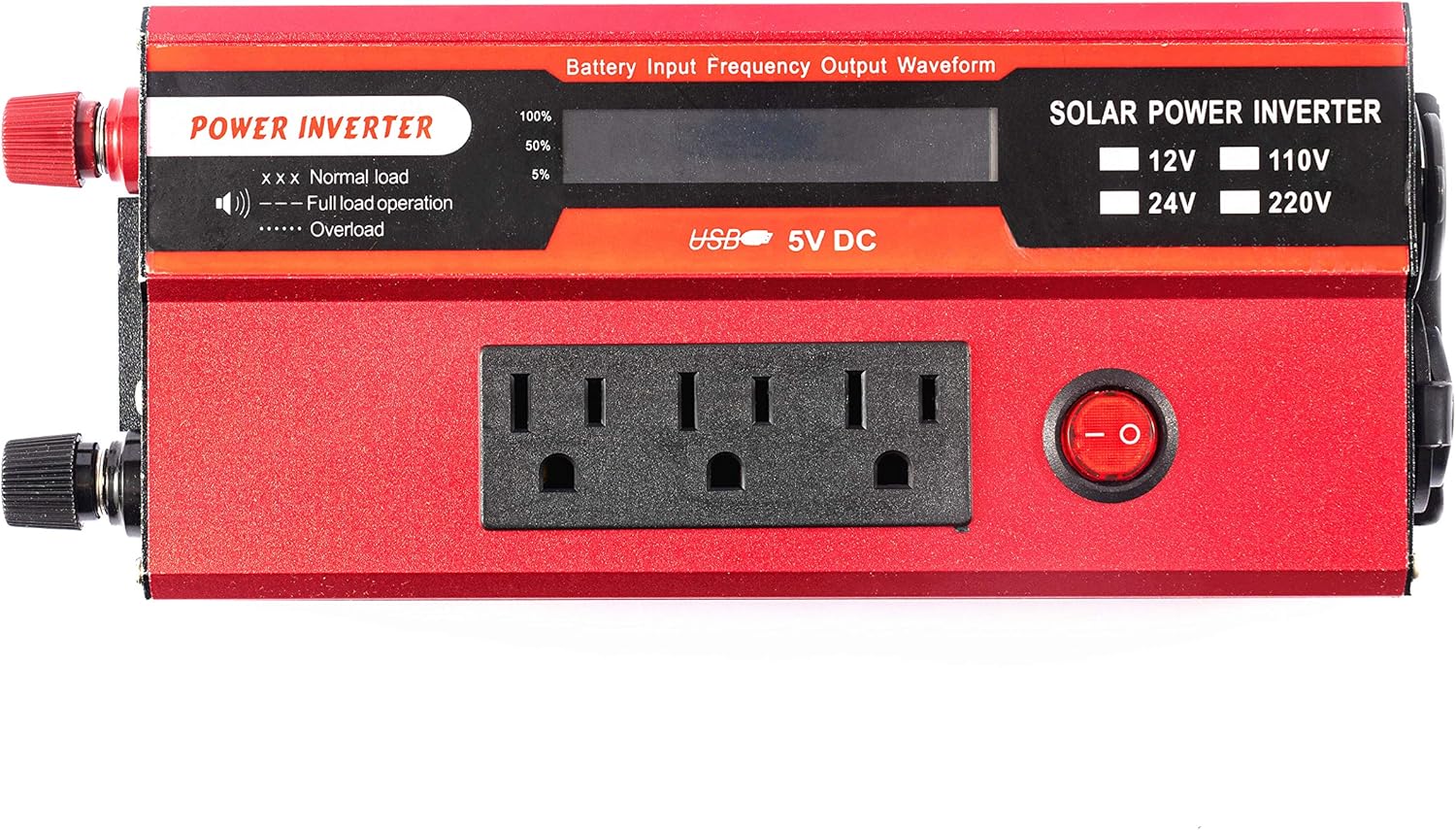 KAIDS Full Power 600W/Surge 1200W Car Power Inverter Dual Output Socket DC 12V to 110V AC 2 USB Ports Car Plug Charger Adapter Converter with LCD Screen(600w)