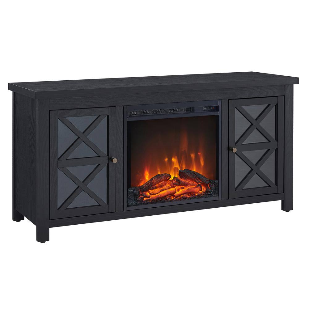 Hennu0026Hart Black TV Stands with Log Fireplace Insert - TV1089
