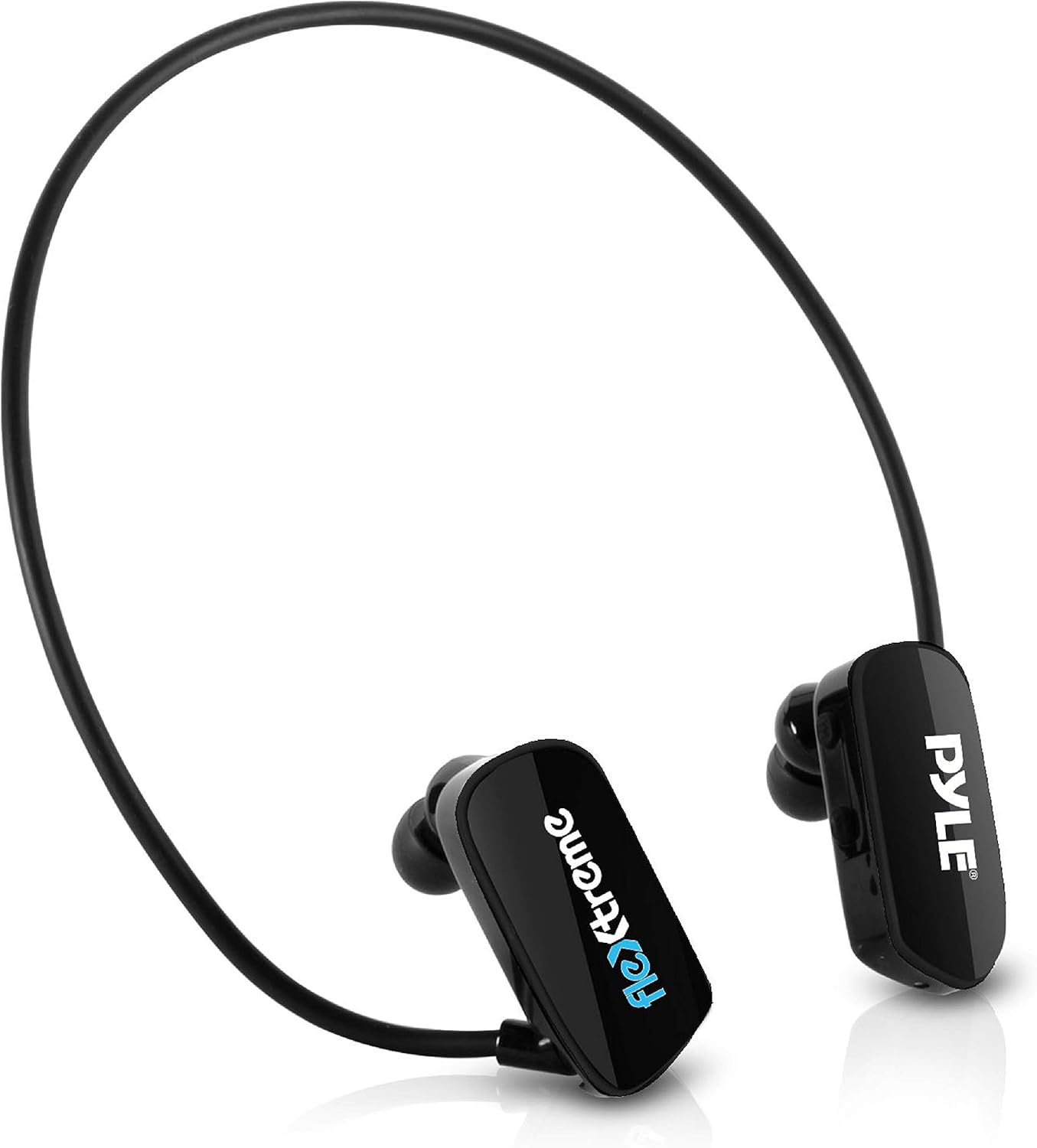 Pyle Upgraded Waterproof MP3 Player - V2 Flextreme Sports Wearable Headset Music Player 8GB Underwater Swimming Jogging Gym Earphones Rechargeable Flexible Headphones USB Connection9 -PSWP14BK Pack of 2