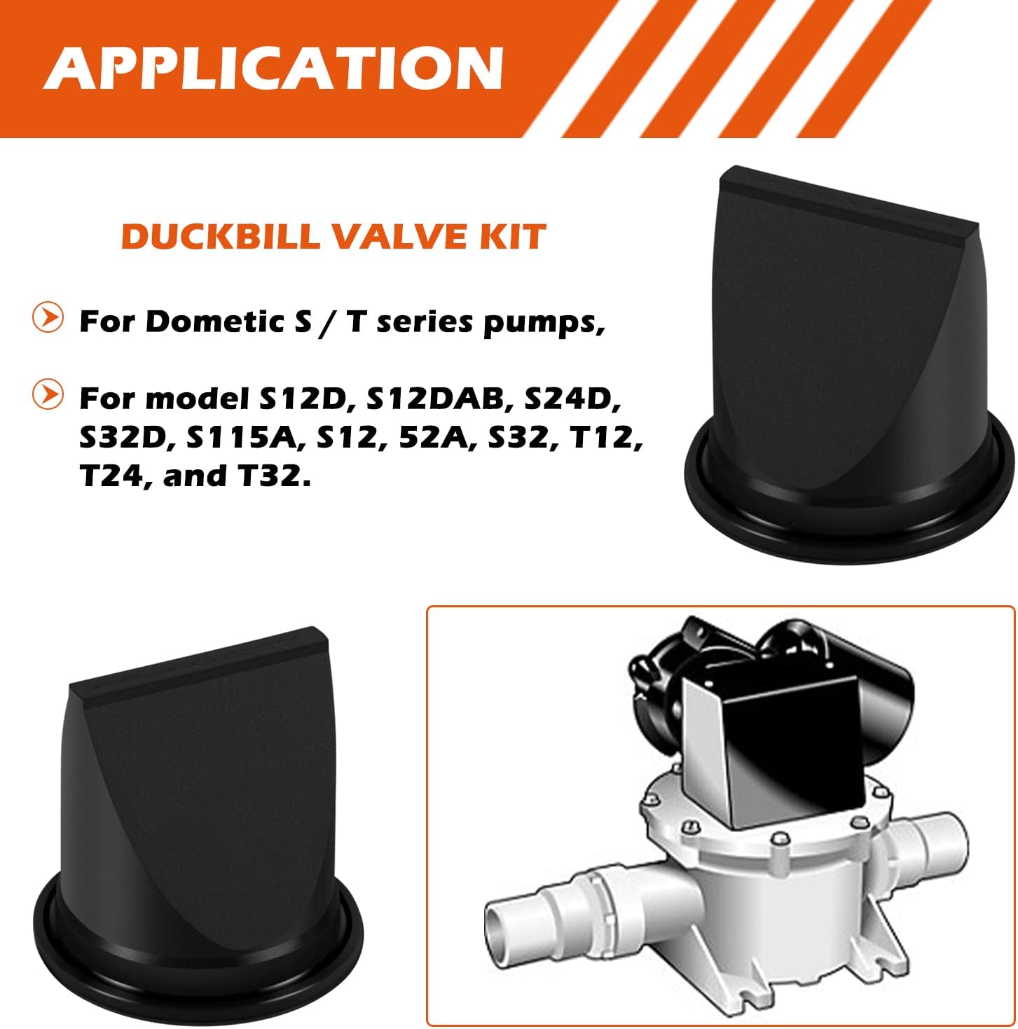 Upgraded 385310076 Duckbill Valve Kit Fit For Sealand Vacuum Generators S/T Series Pumps S115A, S12, 52A, S32, T12, T24, and T32 1-1/2 -Pair, Replace for Dometic 385310076, 2pcs