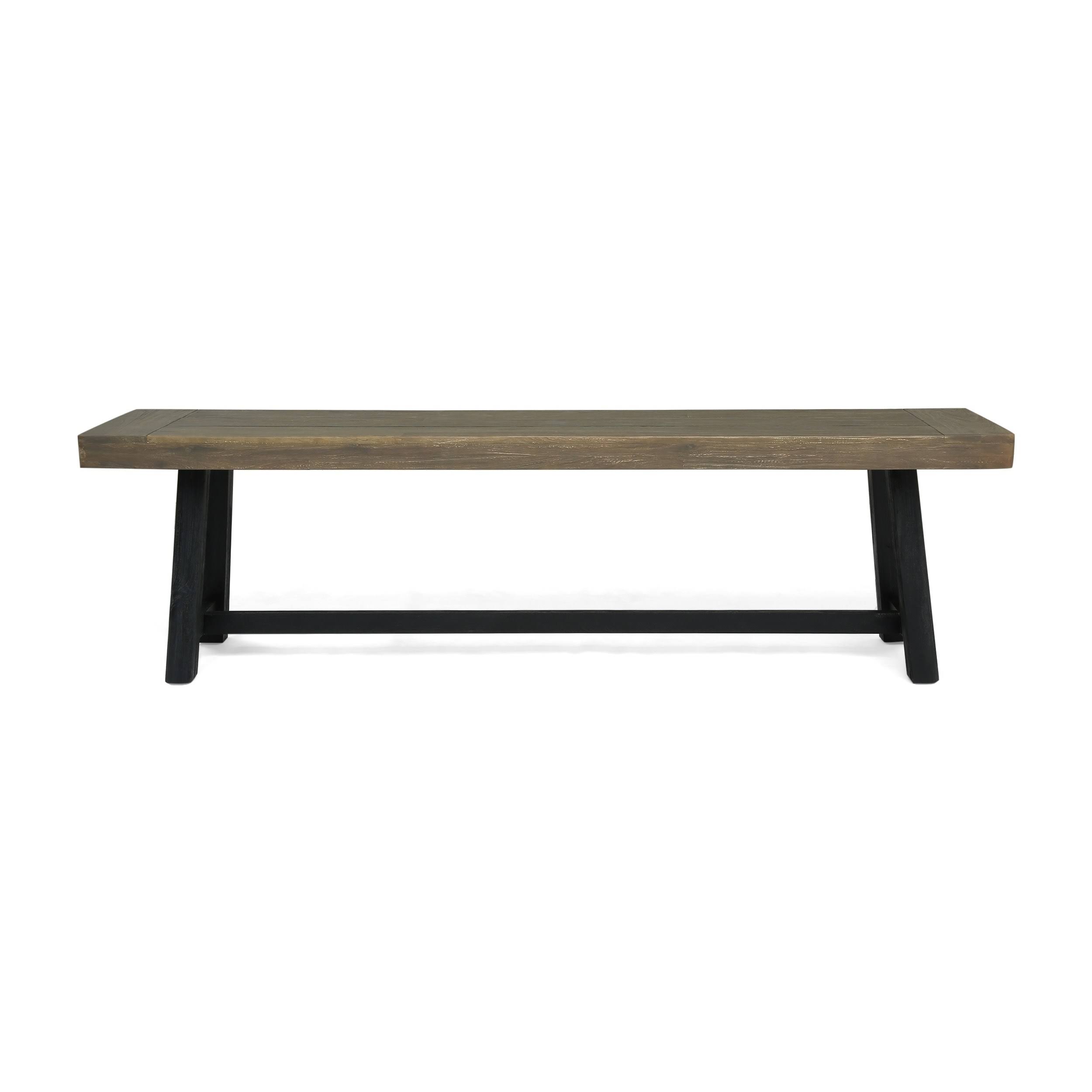 Noble House Raphael Outdoor Bench in Sandblast Gray and Black
