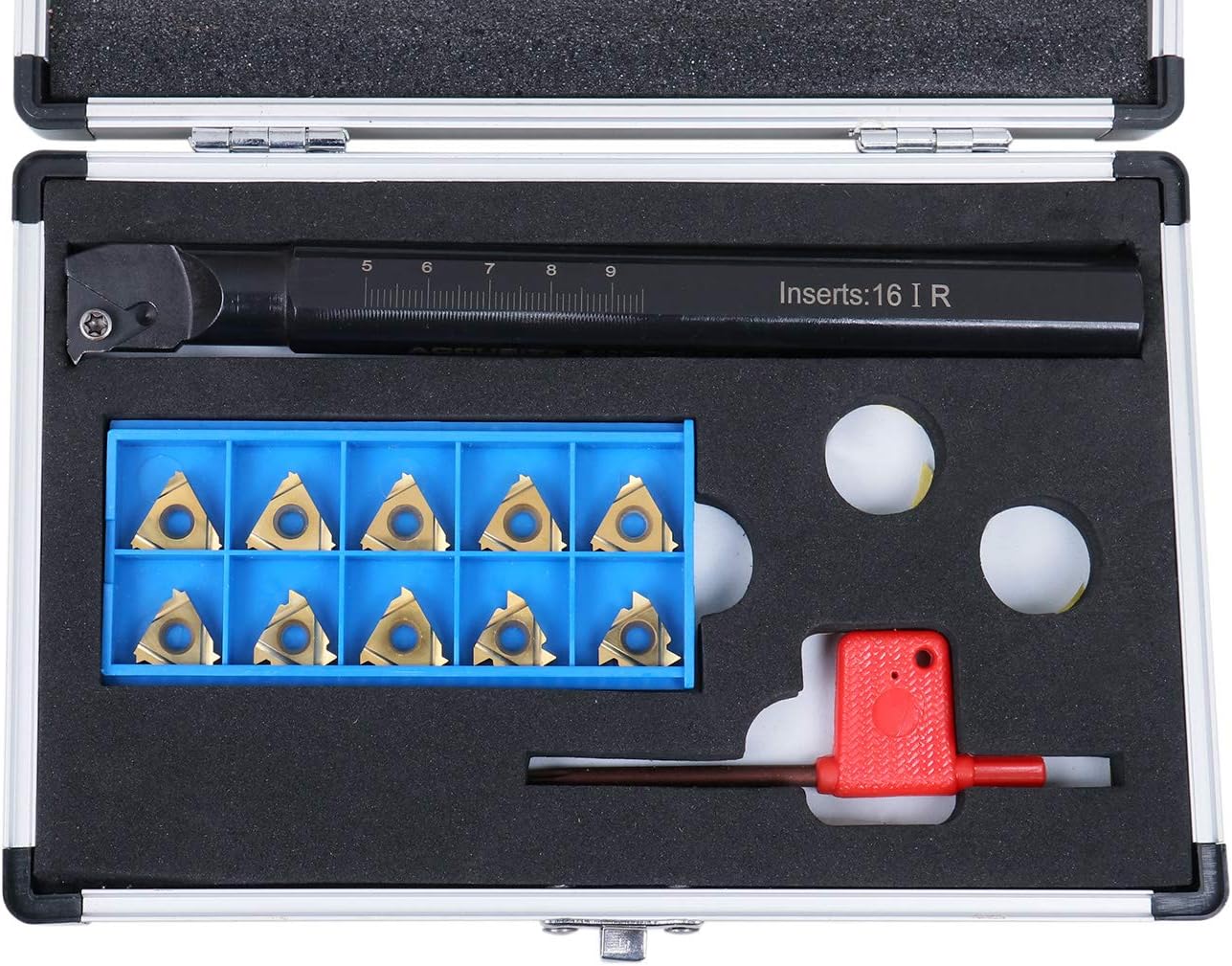 Accusize Industrial Tools 3/4'' Shank Indexable Thread Tool Set, 12Pcs Un Internal Thread Right, 0028-0284