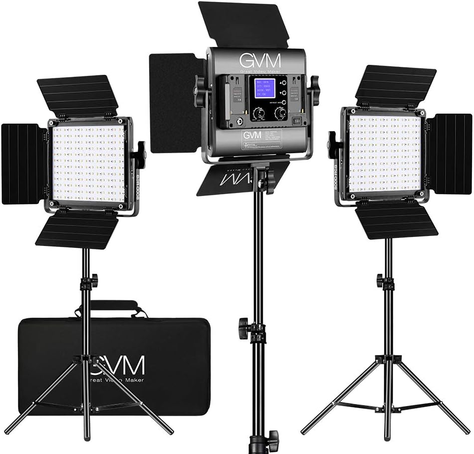GVM RGB LED Video Lighting Kit, 800D Studio Video Lights with APP Control, Video Lighting Kit for YouTube Photography Lighting, 3 Packs Led Light Panel, 3200K-5600K, 8 Kinds of The Scene Lights