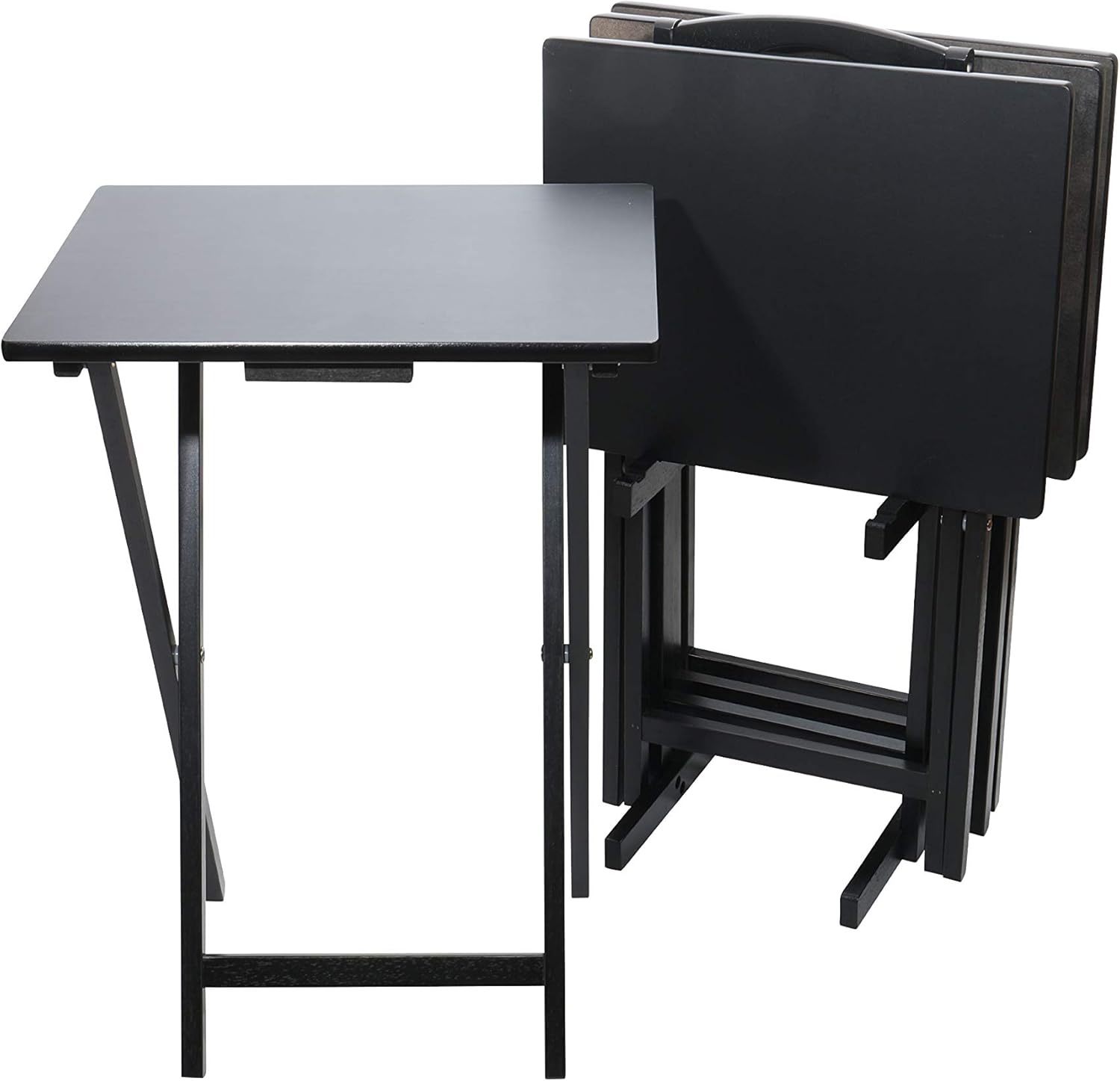 Pearington Ranchwood Folding TV Tray Table for Dining, Laptop Computer Stand, Gaming, Desk, 4-Pack, Natural Wood Finish