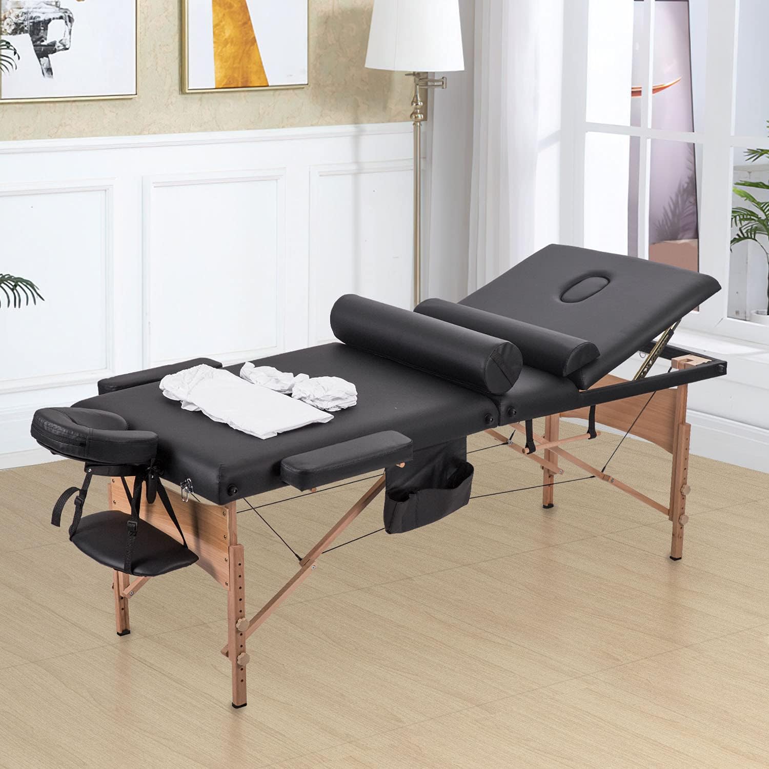 Massage Table Portable Massage Table Spa Bed 84 Inch 3 Fold Lash Bed Adjustable Height Salon Bed Portable Facial Table with Carrying Travel Case