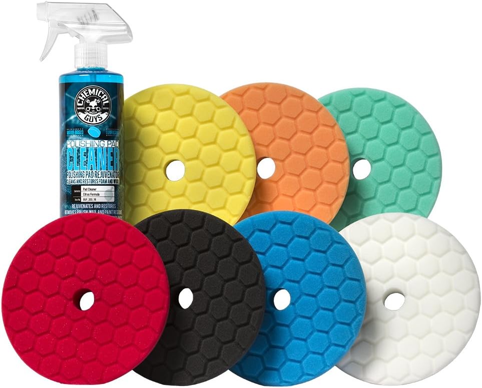 Chemical Guys BUFX701 Hex-Logic Quantum Best of the Best Buffing and Polishing Pad Kit, 16 fl. oz (8 Items) (6.5 Inch Fits 6 Inch Backing Plate) Pack of 2