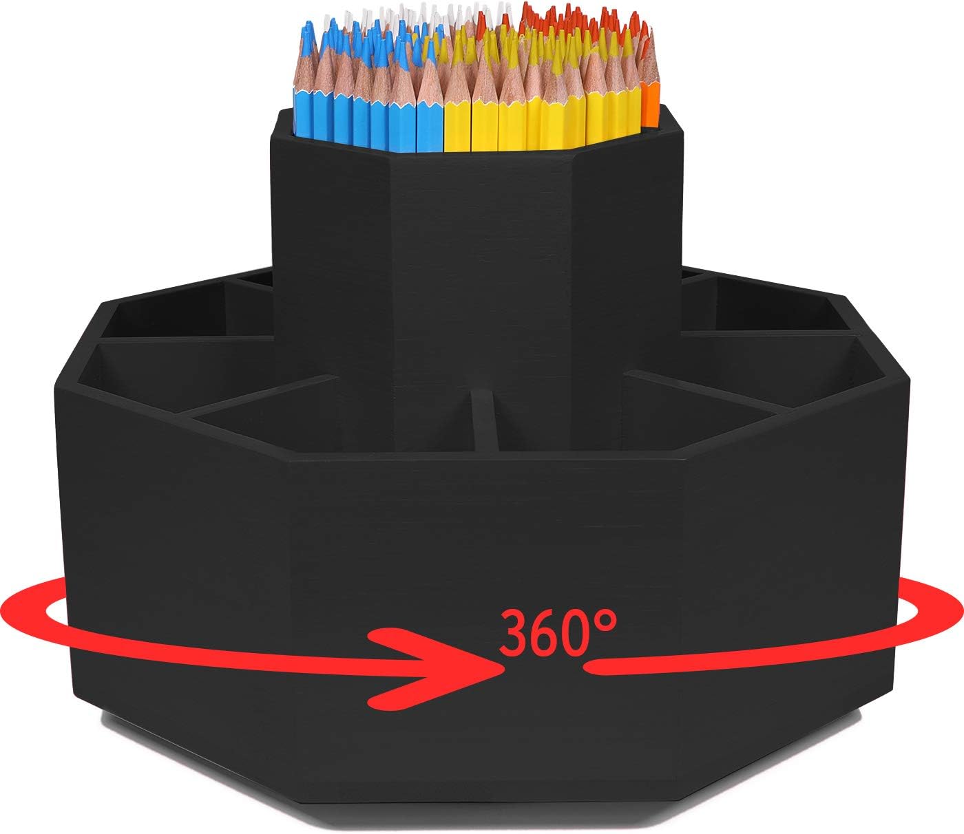 Black Colossal Caddy Bamboo Rotating Art Supply Organizer, 620+ Pencil Holder Pack of 2