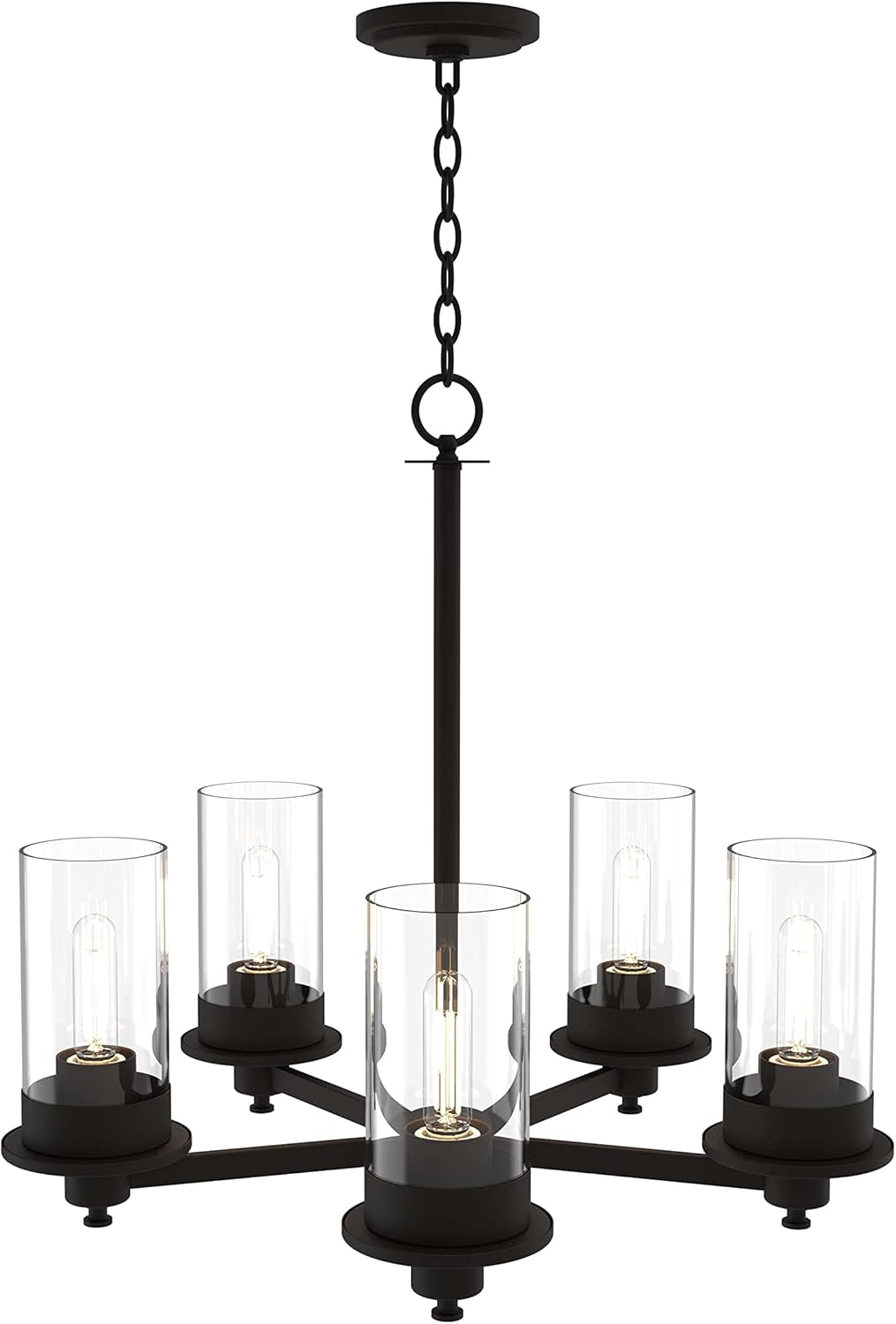 Enbrighten Modern Ember Series Chandelier Light Fixture, 5 Light LED, Matte Black Finish; Kitchen, Dining Room, Living Room, Entry, Study, Office, 63177