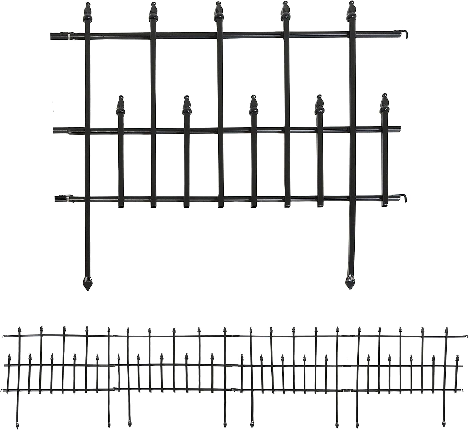 Sunnydaze 5-Piece Cambridge Decorative Metal Garden Fence Panel Set - Steel Border Garden and Landscape Fencing - 24-Inch Wide x 28-Inch Tall Each - 10-Foot Overall Length - Black