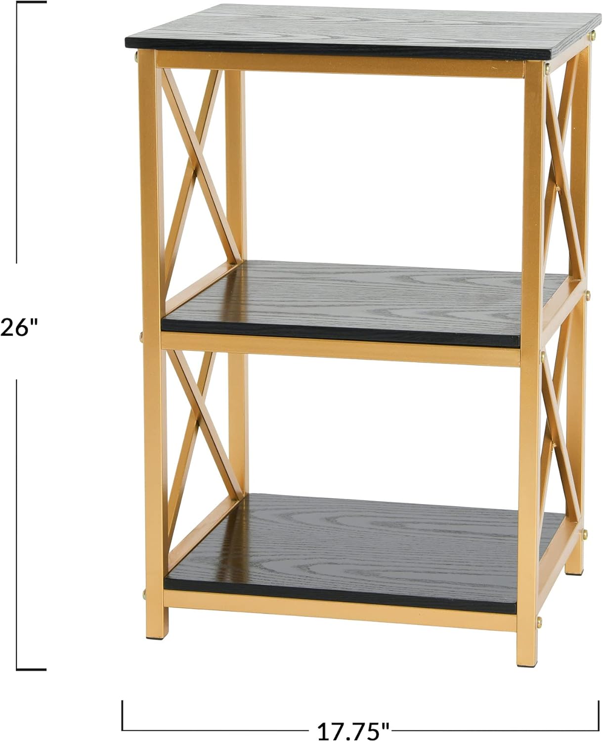 Creative Co-Op Crossline Side Table, Black and Gold