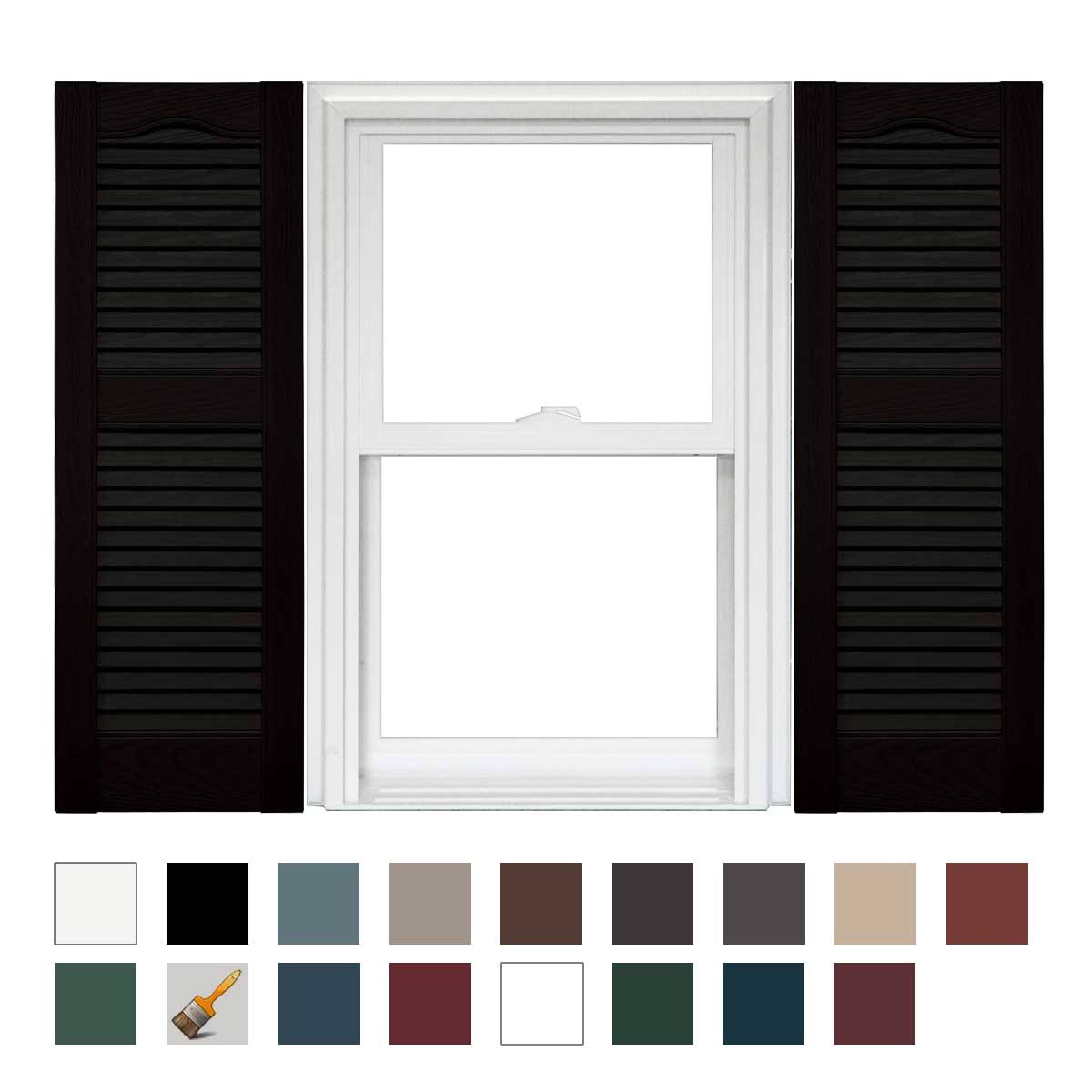 Mid-America Cathedral Open Louver Vinyl Standard Shutter - 1 Pair - 12 x 36 002 Black