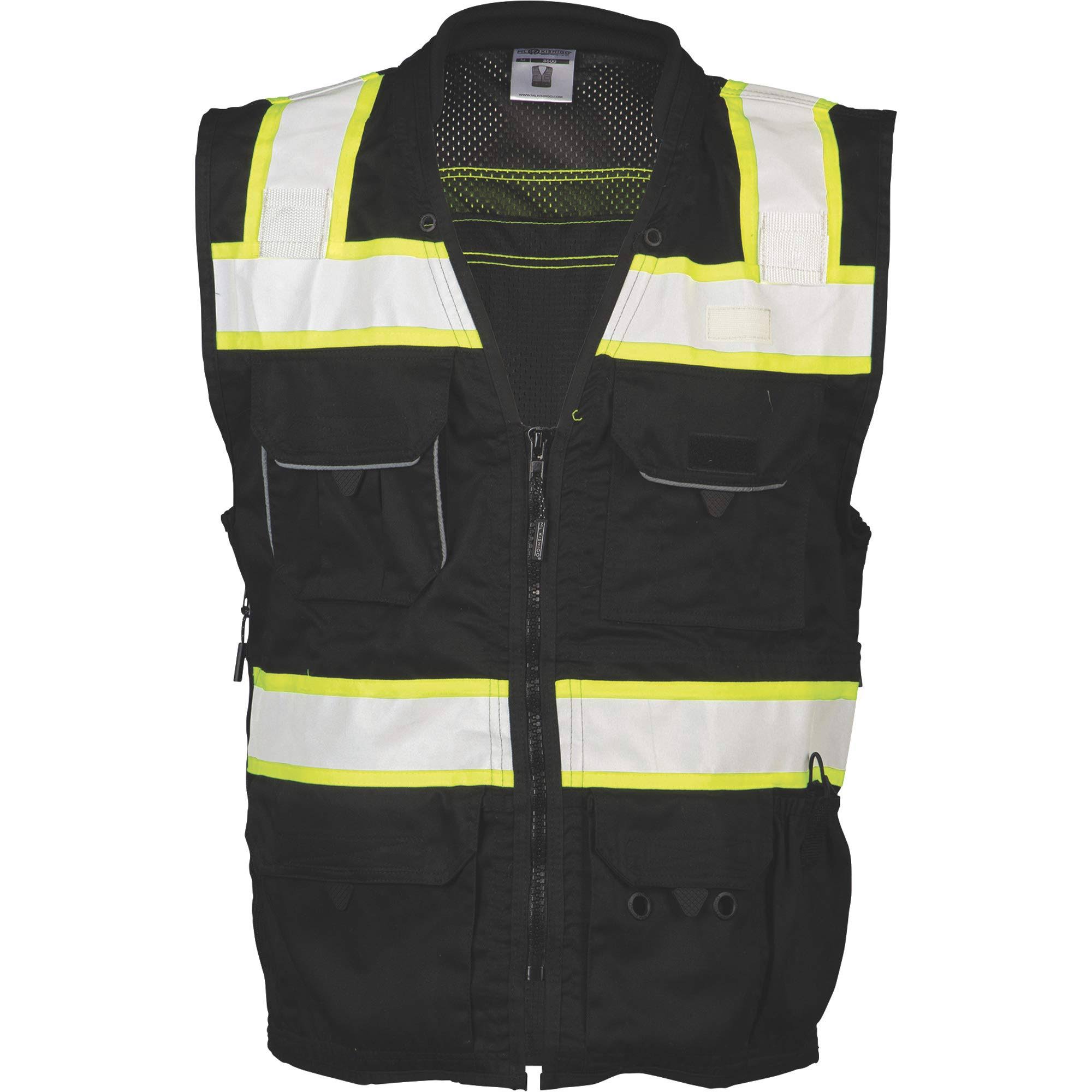 ml Kishigo B500 Enhanced Visibility Professional Utility Vest Black/Lime