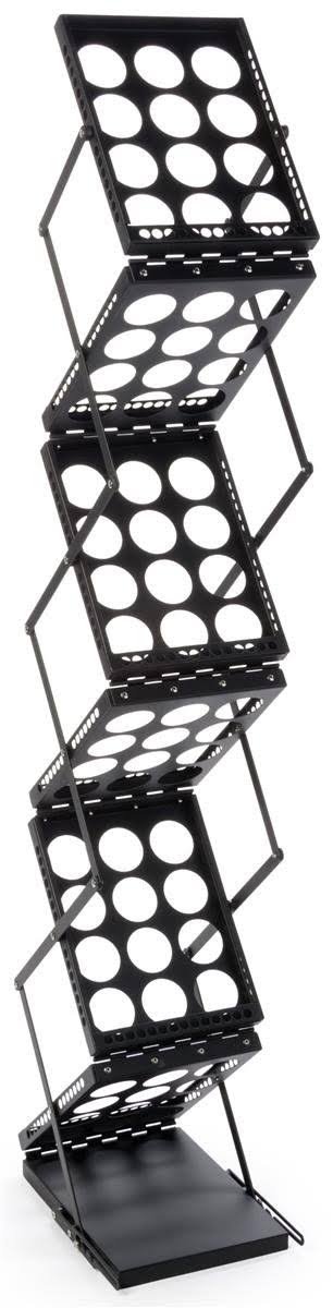 Displays2go Aluminum Pop-Up Portable Literature Rack with 6 Pockets, Carrying Bag - Black (ZZOR6BLK)