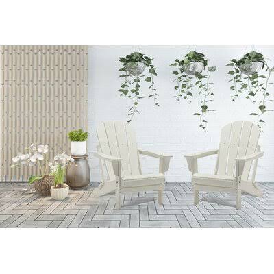 Areli Plastic Folding Adirondack Chair(Set of 2) Beachcrest Home Frame Color: White