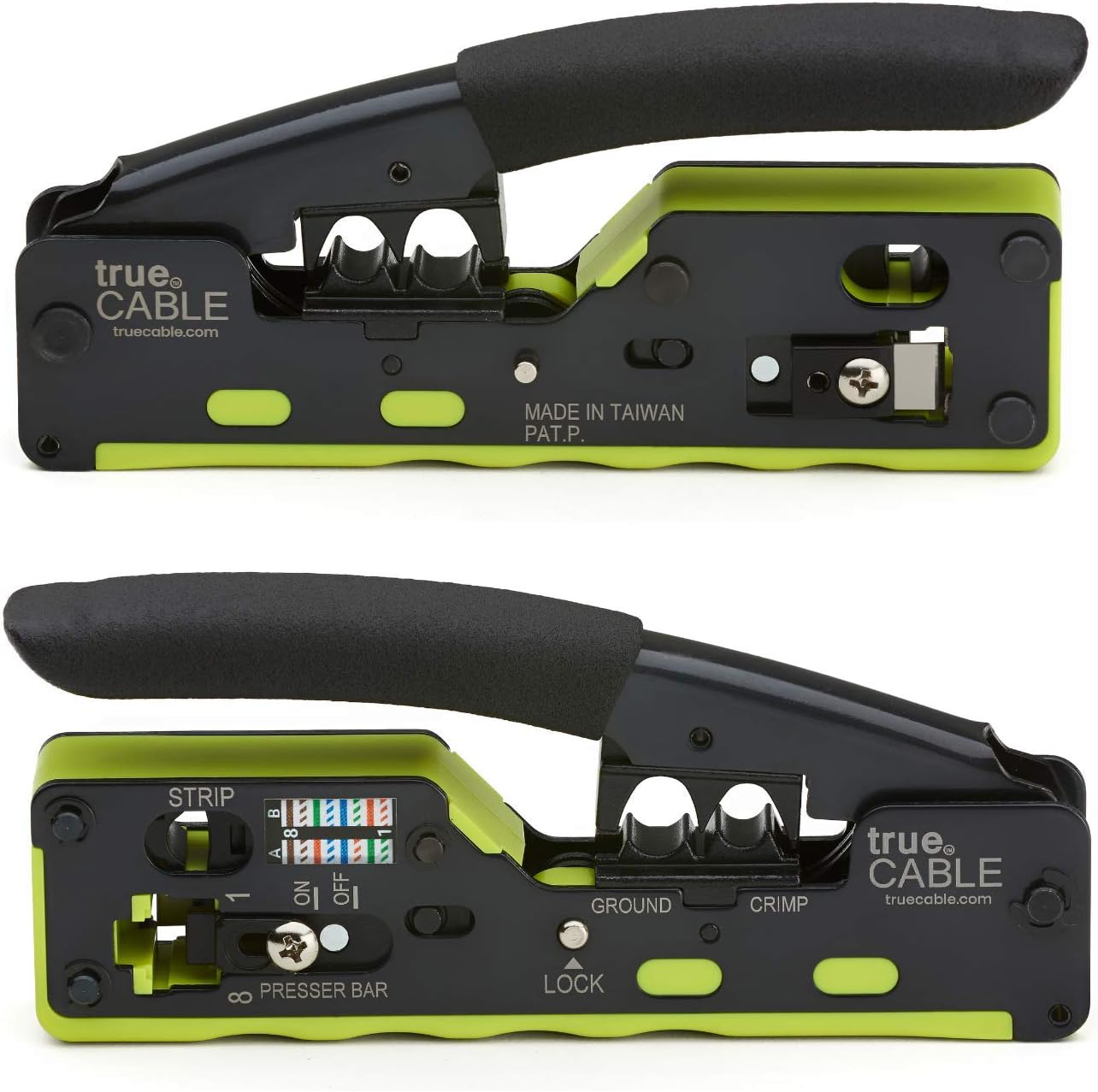 trueCABLE All-In-One Crimp and Termination Tool, Compatible with Cat5e, Cat6, Cat6A Ethernet RJ45 Connectors, Shielded & Unshielded, Pass Through, and Standard Modular Plugs Pack of 2