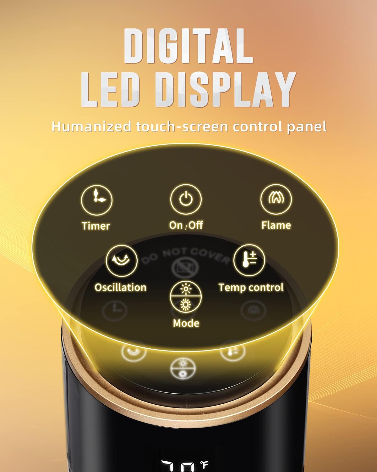 Space Heater for Large Room, 34 In Tower Space Heater with Realistic 3D Flame Effect, Sunday Living 1500W Electric Ceramic Heater with Remote Control, Adjustable Thermostat, Oscillation, Over Heating & Tip-over Protection, 12H Timer, for Home Office