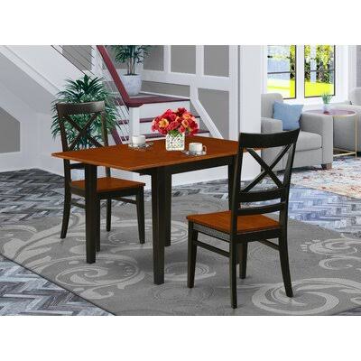 Warwich Drop Leaf Solid Wood Dining Set Winston Porter Table Base Color: Black, Pieces Included: 3 Pieces: 1 Table, 2 Chairs