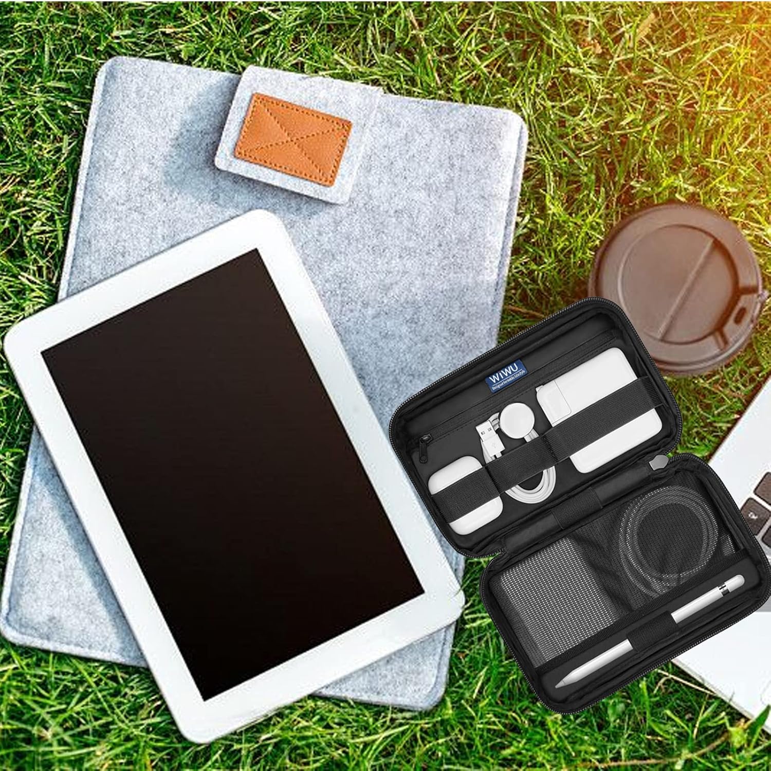 Electronics Organizer Bag Waterproof Travel Organizer Bag Electronics Accessories Pouch Bag Cable Storage Bag Portable Carrying Case for Cable Hard Drives Charger Phone Power Bank SD Card Pencil Black