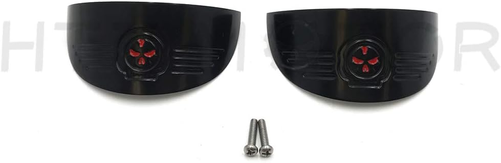 HTTMT MT325-020A- Skull Rear Turn Signal Visors Compatible with Harley 86-90 FLST/94-17 FLHR/86-09 FLHT Black