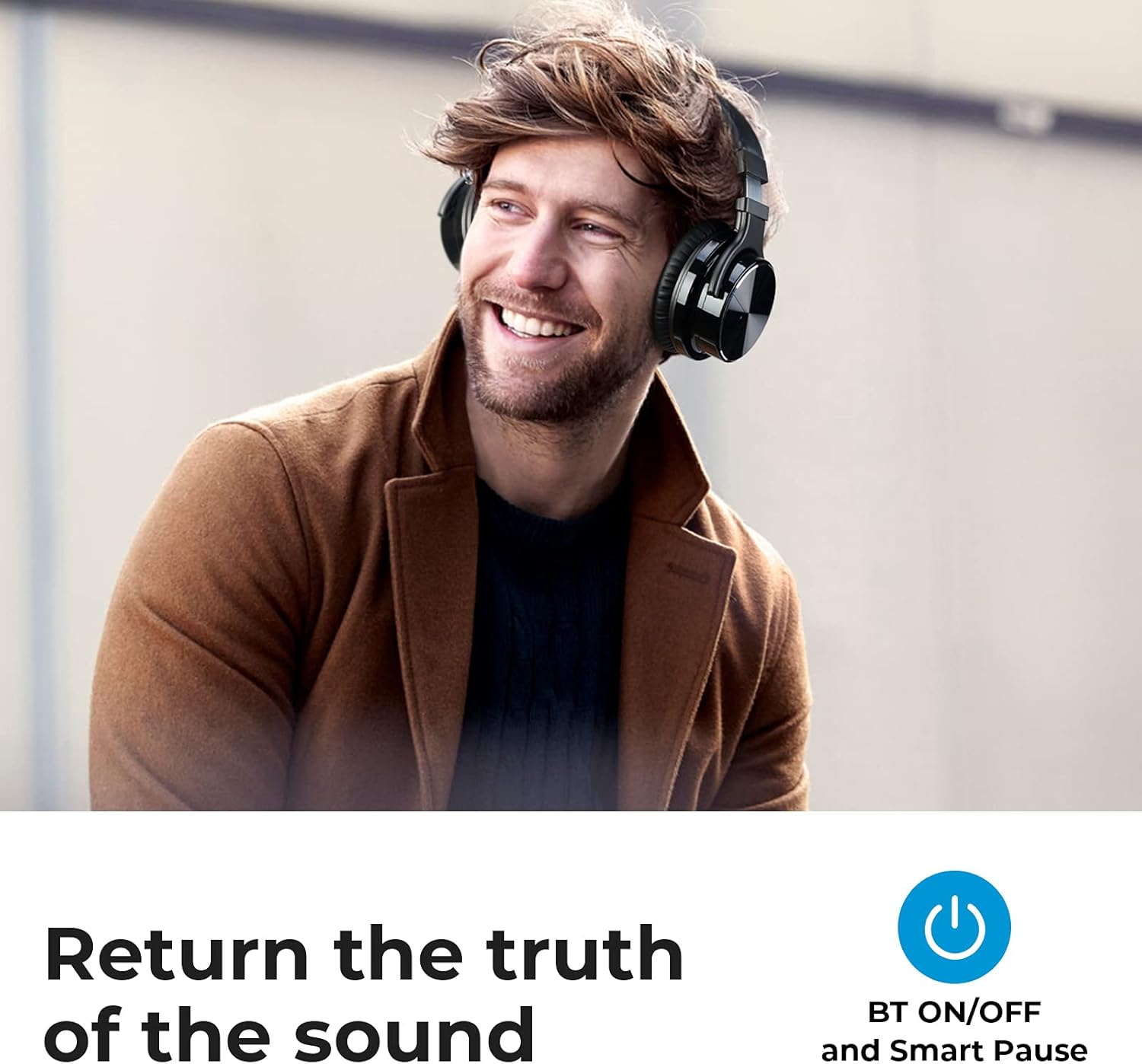 Reverbix E7 PRO Active Noise Cancelling Headphones Overhead Bluetooth with Mic for Phone-Call, Comfortable Wireless & Light Weight, Deep Bass, 35-Hour Battery Life, Bronze Black