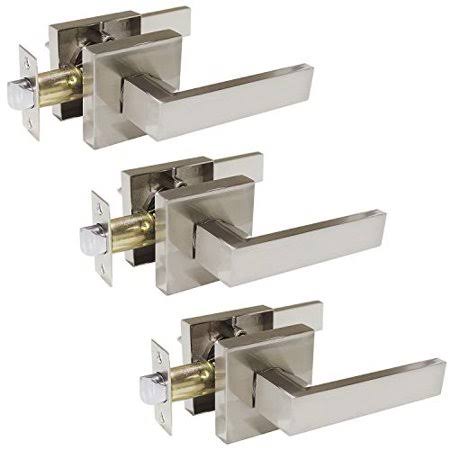Probrico 3 Pack Hall and Closet Door Levers Interior Door Handles in Satin Nickel Finish,Door Hardware Keyless LocKset,Modern St