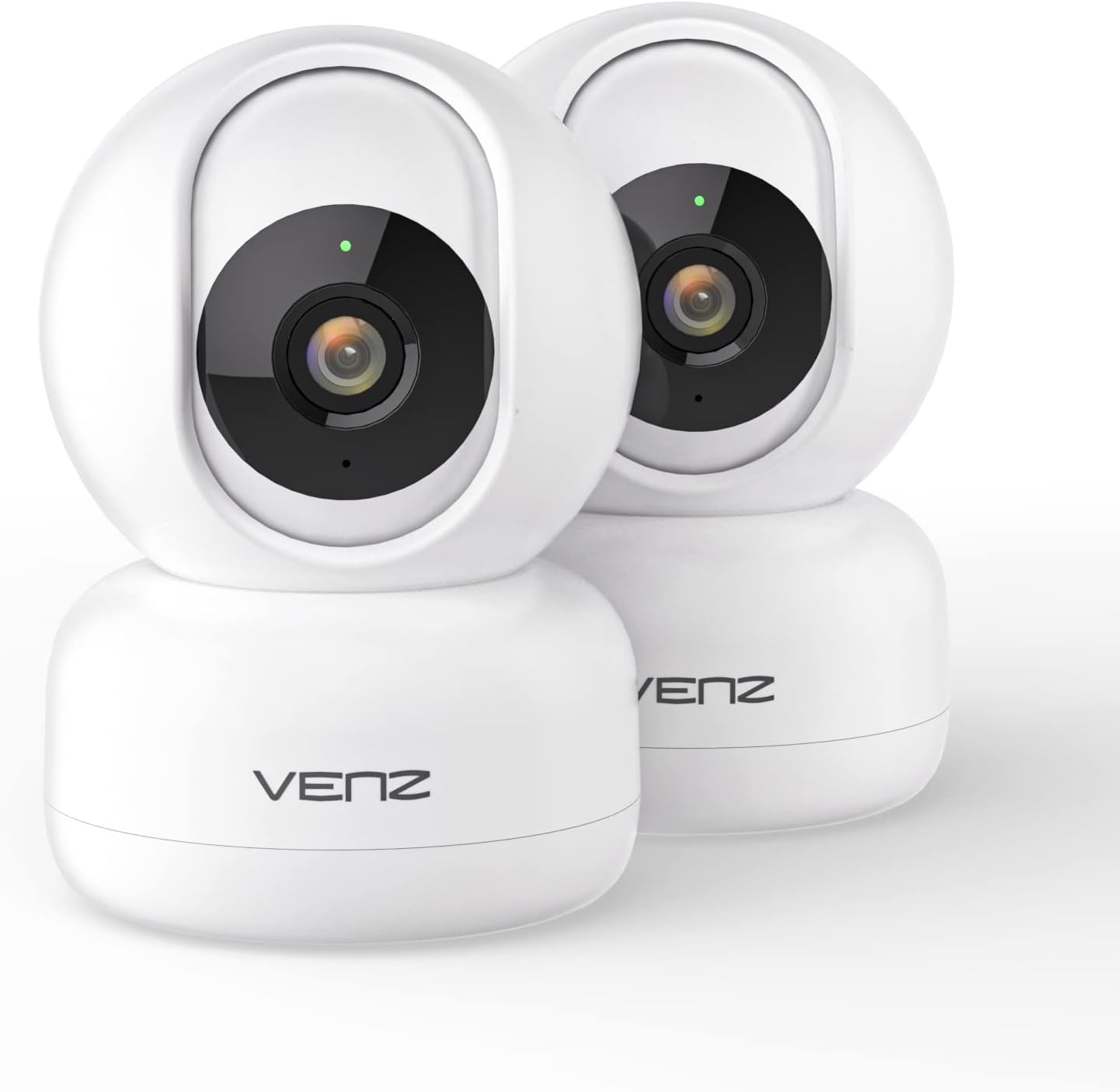 VENZ 2pc Smart Security Camera, 1080p HD Indoor Wireless Camera for Home Security with Motion Detection,2-Way Audio,Cloud&SD Card Storage,Work with Alexa and Google Pack of 2