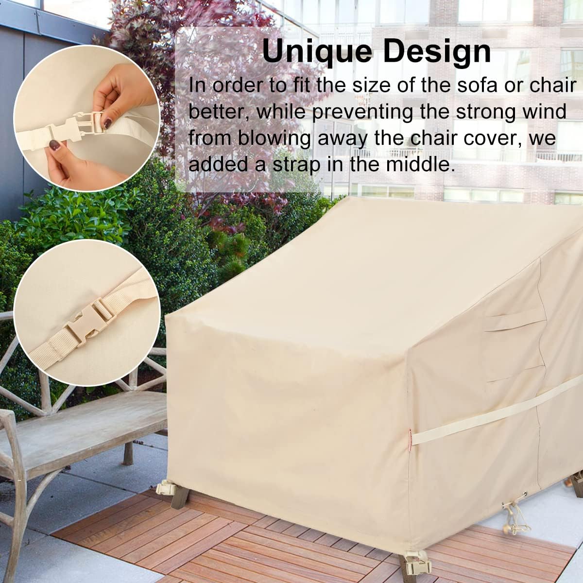Patio Chair Covers 2 Pack, Outdoor Lawn Furniture Covers, Waterproof Lounge Deep Seat Covers, 600D Heavy Duty Outdoor Chair Covers (38