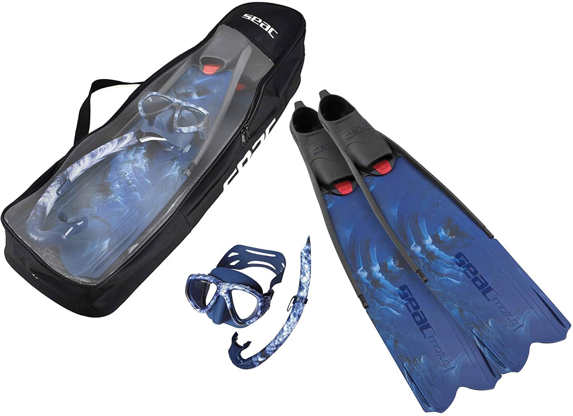 Seac Tris Motus Long Fins 4-5.5 Blue Camouflage