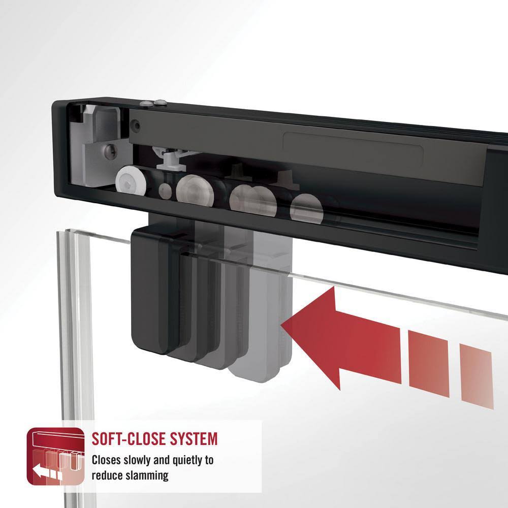 Delta Lyndall 48 in. x 71-1/2 in. Frameless Mod Soft-Close Sliding Shower Door in Matte Black with 1/4 in. (6 mm) Ingot Glass