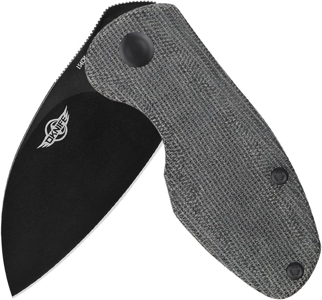 OKNIFE PARROT Folding EDC Knife with Pocket Clip 154CM Stainless Steel Blade with Micarta Handle Safe Liner Lock, for Outdoor Camping, Tactical, Survival and Gift (Black)