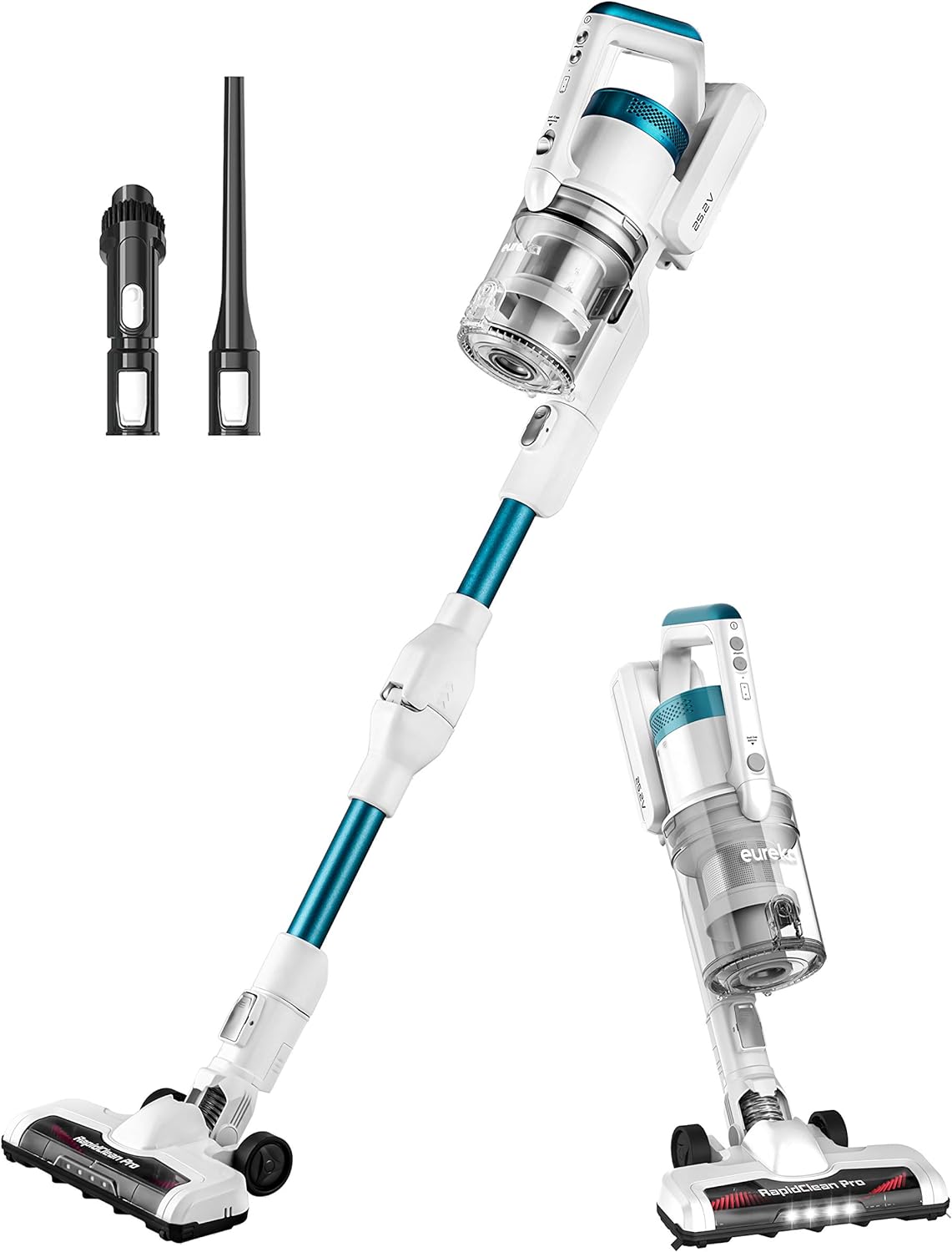 EUREKA LED Headlights, Efficient Cleaning with Powerful Motor Lightweight Cordless Vacuum Cleaner, Convenient Stick and Handheld Vac, Red