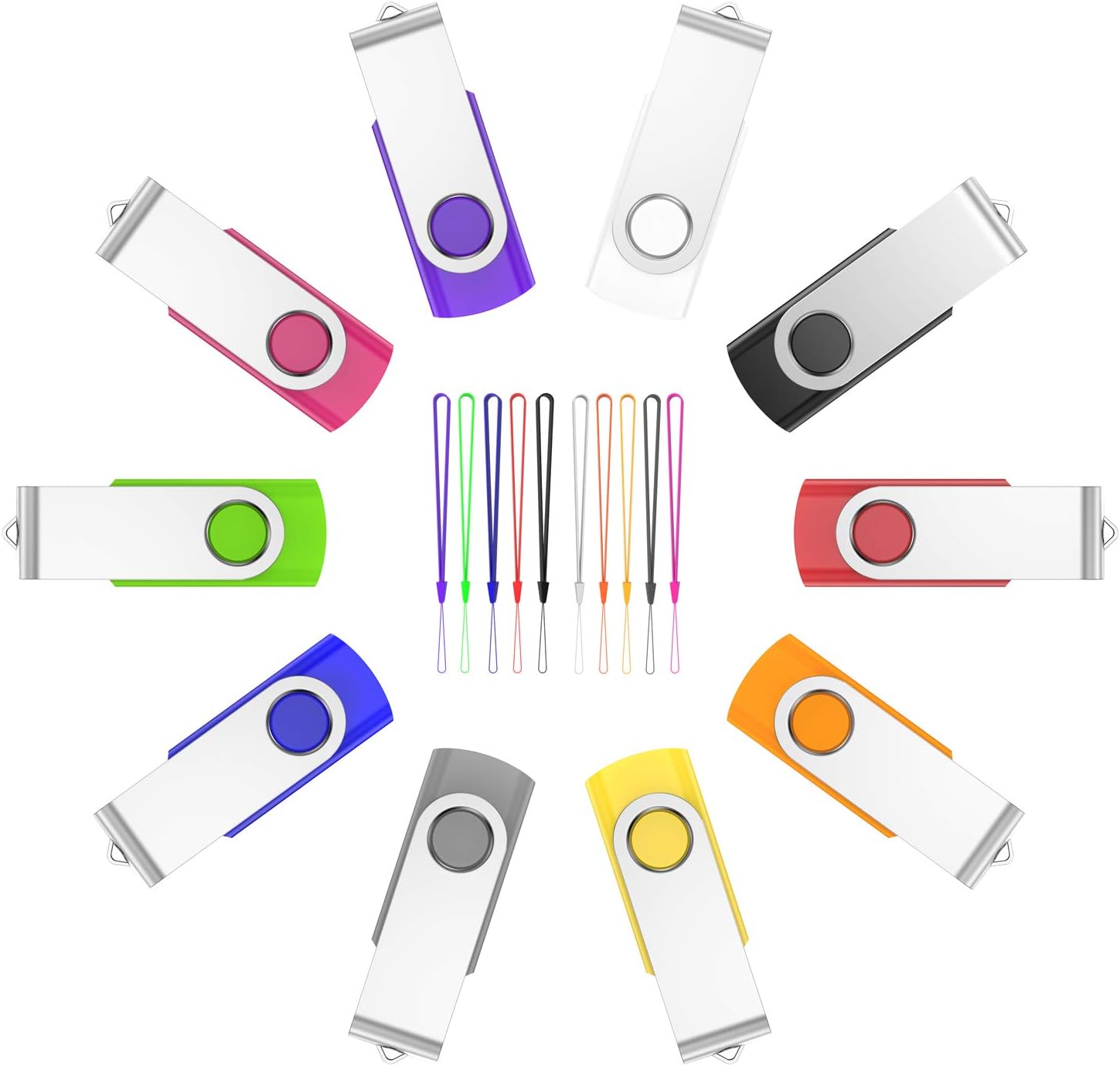 HKUU 20 Pack 16GB Flash Drive USB Thumb Drives with Led Indicator, Portable 2.0 Memory Stick Jump Drive for Data Storage, Photo / Video Backup (Multi-Color 20 Pack) Pack of 2