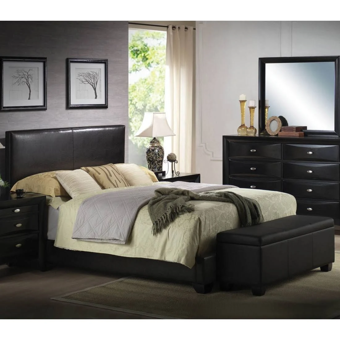 Acme Ireland Eastern King Platform Bed in Black 14337EK