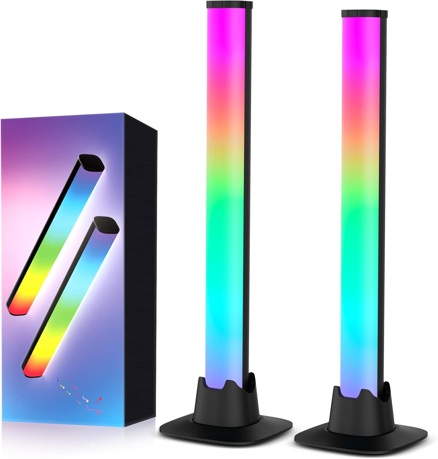 Smart LED Light Bars, Gaming Room Decor Ambiance Backlights, Aluminum Alloy RGB Light Bar, Flow Light Bar Gaming Lights with Music Sync, Bluetooth APP Control Pack of 2