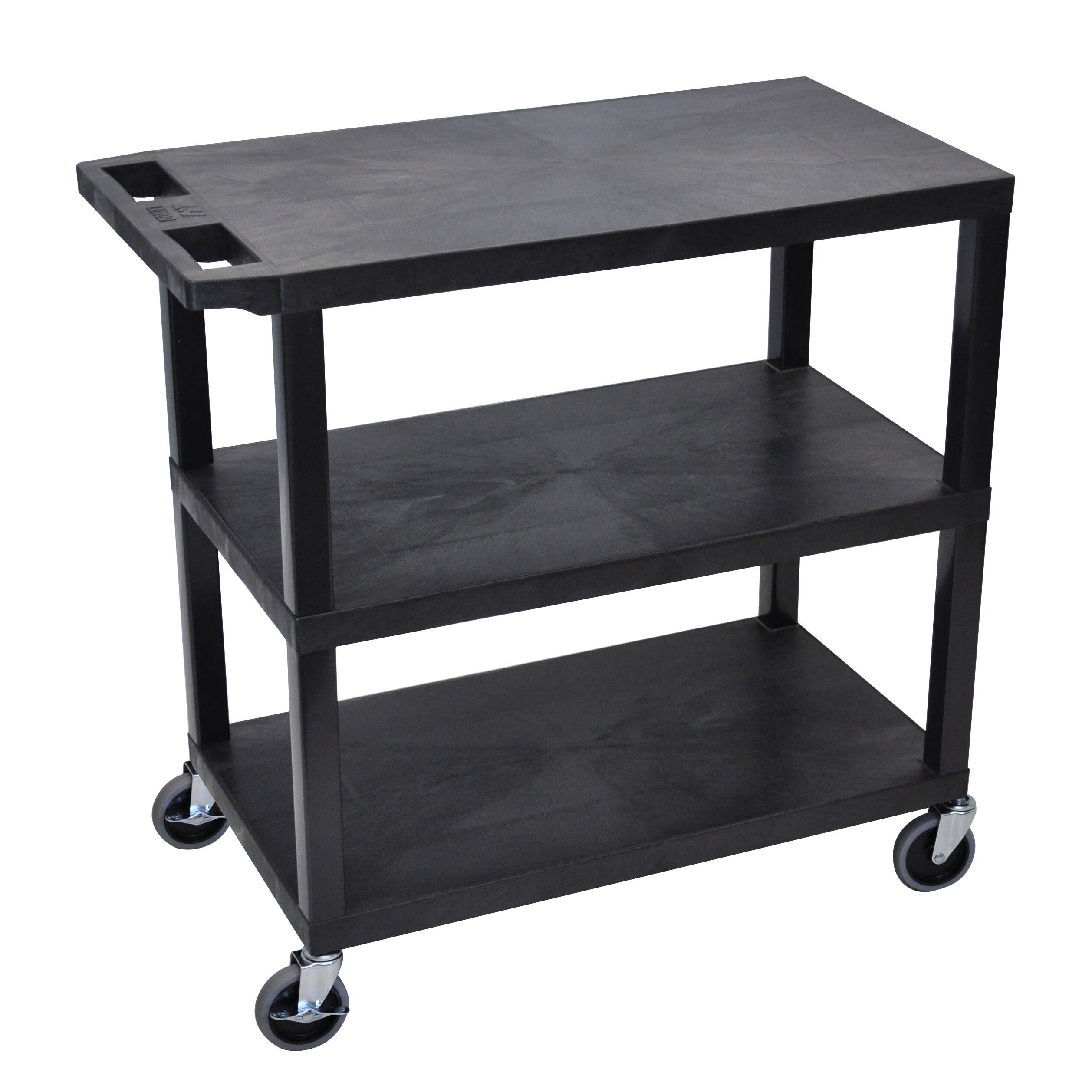 Luxor EC222-B Black 18x32 Cart 3 Flat Shelves