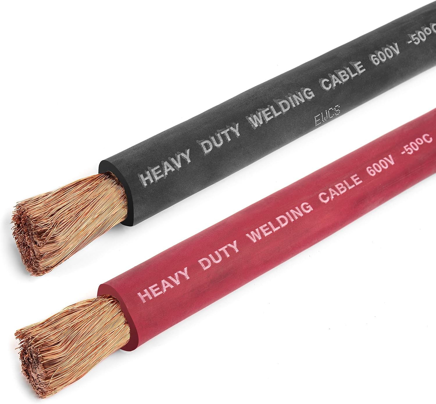 4/0 Gauge - 10 Feet Black + 10 Feet Red Combo - EWCS Brand 100% Copper Premium Industrial Grade Extra Flexible Welding Cable 600 Volt Black+Red Combo Package