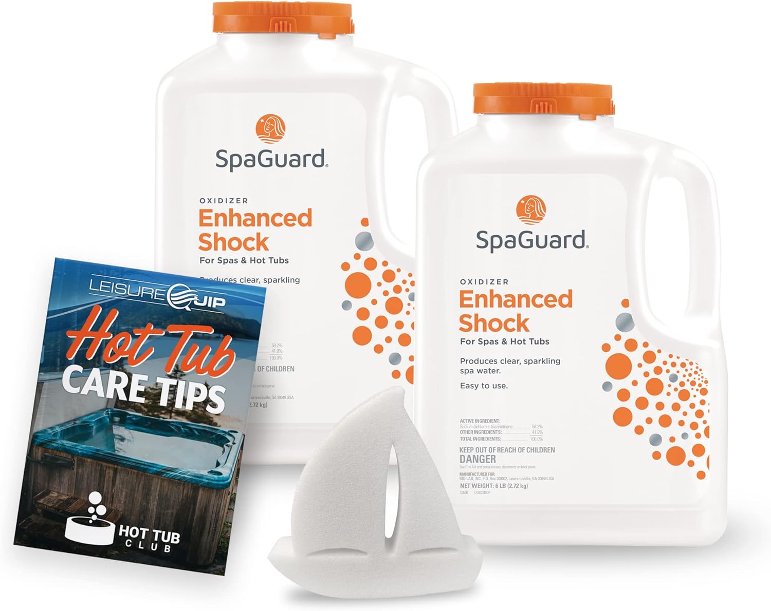 LeisureQuip SpaGuard Enhanced Shock 6lb 2 Pack with ScumBoat and Hot Tub Care Ebook