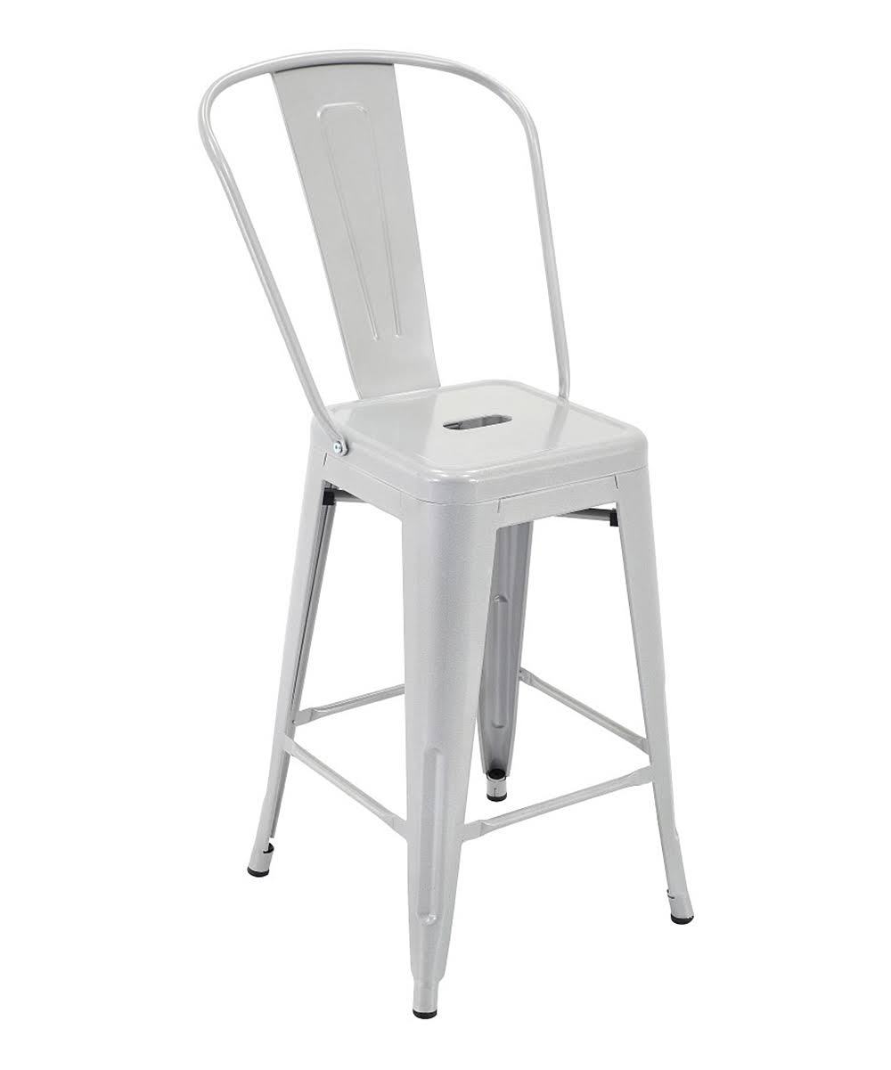 Porthos Home Rust-Resistant Metal Patio Barstool with Back(Set of 4) Silver