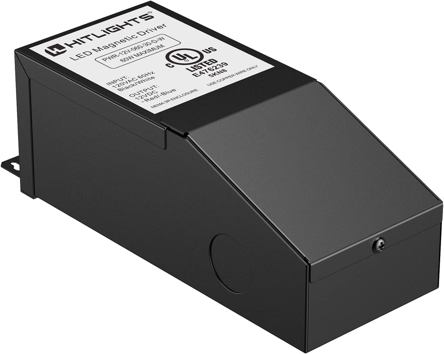 HitLights Dimmable LED Driver Transformer 60W, Magnetic Power Supply, 110V AC to 12V DC, Compatible with Lutron＆Leviton Dimmer, LED Strip Lights, Other Low Voltage Lighting Projects