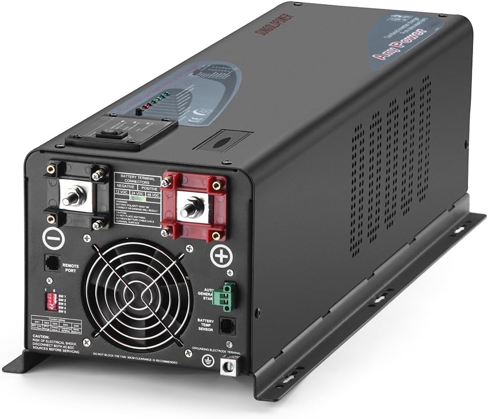 SUNGOLDPOWER 4000W Max 12000W Input 240VAC Split Phase 120V / 240V Output Pure Sine Wave Inverter Charger 120A DC 12V Converter Remote Control AC Priority Battery Priority