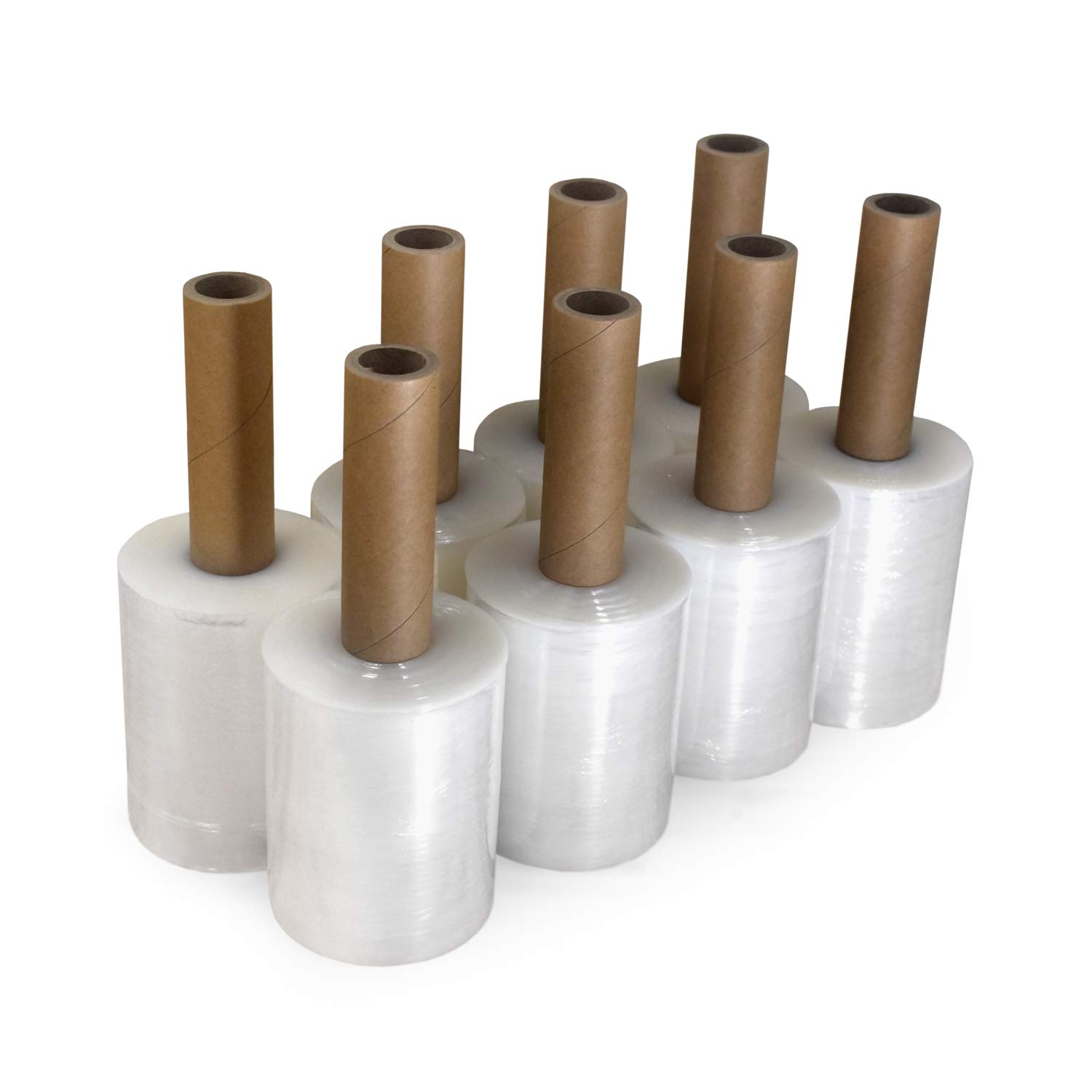 IDL Packaging 5”x 1000’ Stretch Wrap Mini Roll of 80 Gauge with Extended Cardboard Handle (Pack of 8 Rolls) – Extra Sticky Clear Plastic Wrap Film – Great for Moving and Office Needs Pack of 2