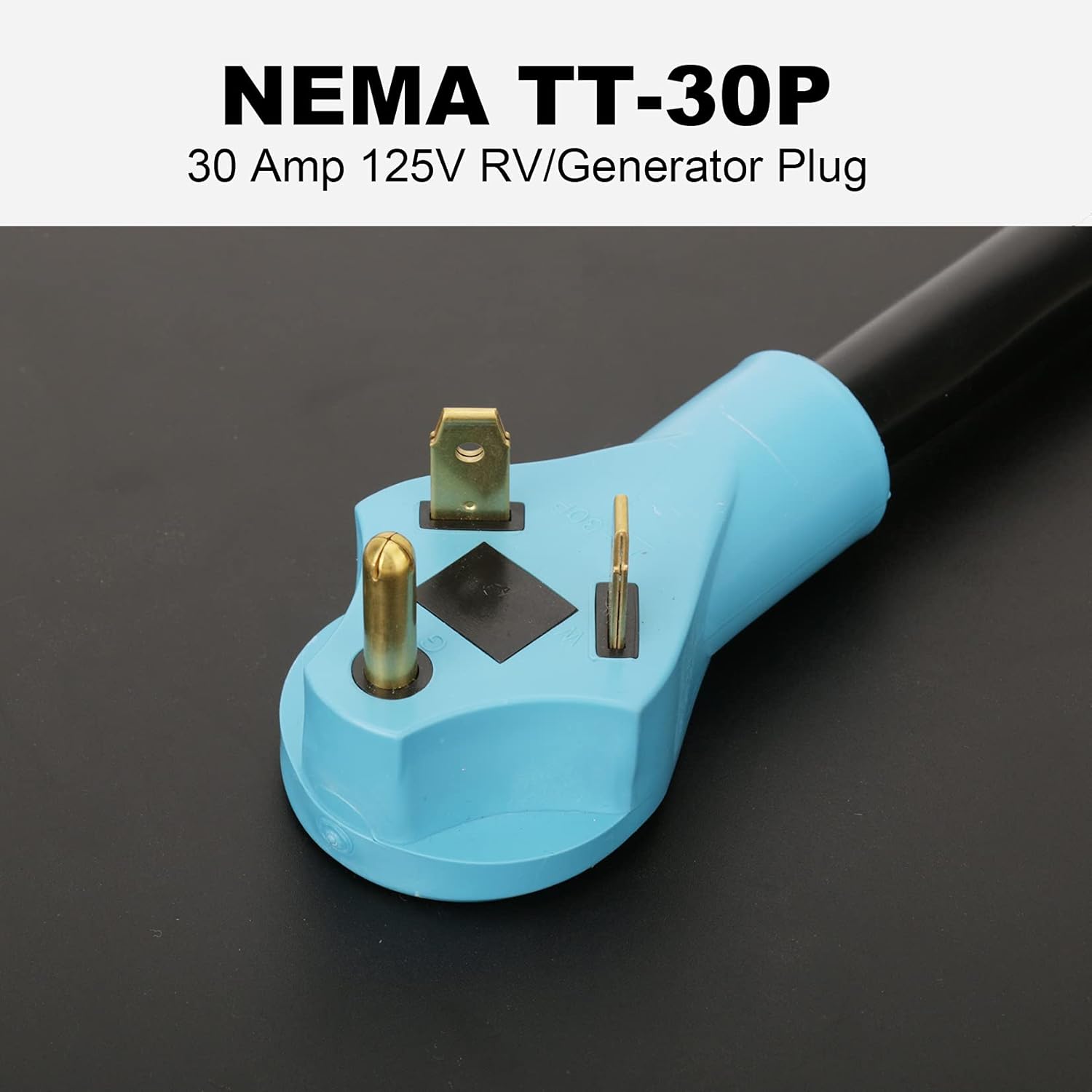 CircleCord NEMA TT-30P to L14-30R Adapter Cord, 30 Amp 3 Prong to 4 Prong Generator Plug Adapter, Generator Transfer Switch Adapter, Generator to House Inlet Box Adapter Cord, STW 10 AWG Blue Pack of 2