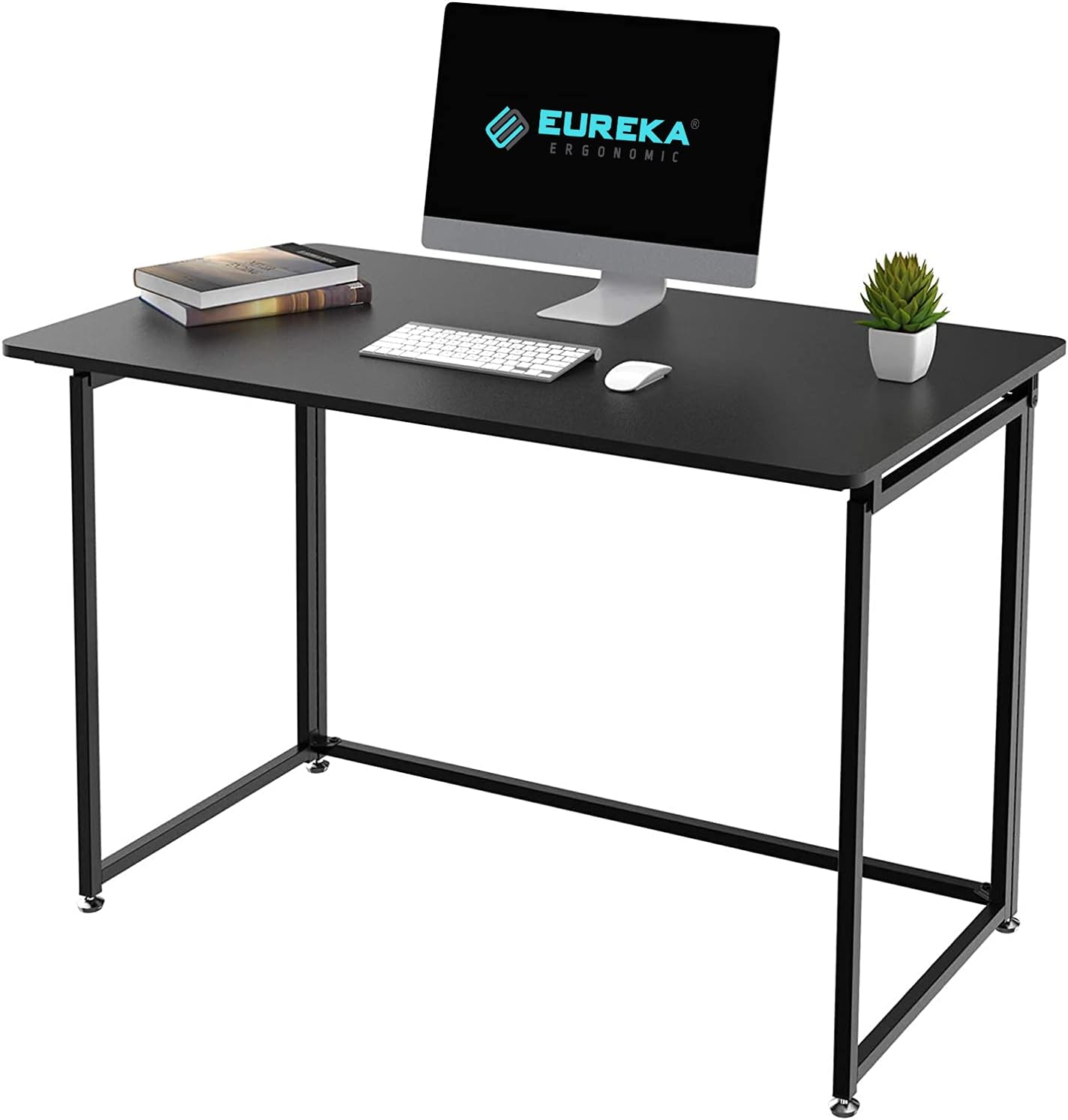 Eureka 43-Inch Computer Desk, Home Office Modern Folding Desk,Writing Study Table Desk,Modern Simple Style PC Table Workstation for Home Office,Black