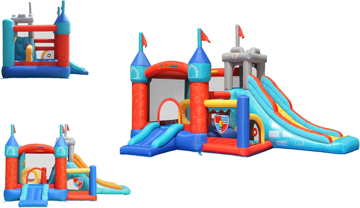 Bounceland Medieval Bounce Castle Bounce House with Slide & Ball Pit, Basketball Hoop and Ball Toss Game Included, Long Fun Slide, Obstacle Courts, Comes with UL Certified Blower Fun Party