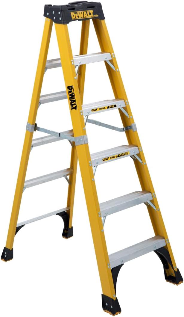 DeWalt 6-Feet Fiberglass Stepladder, 500-Pound Duty Rating, DXL3810-06,Silver Pack of 2