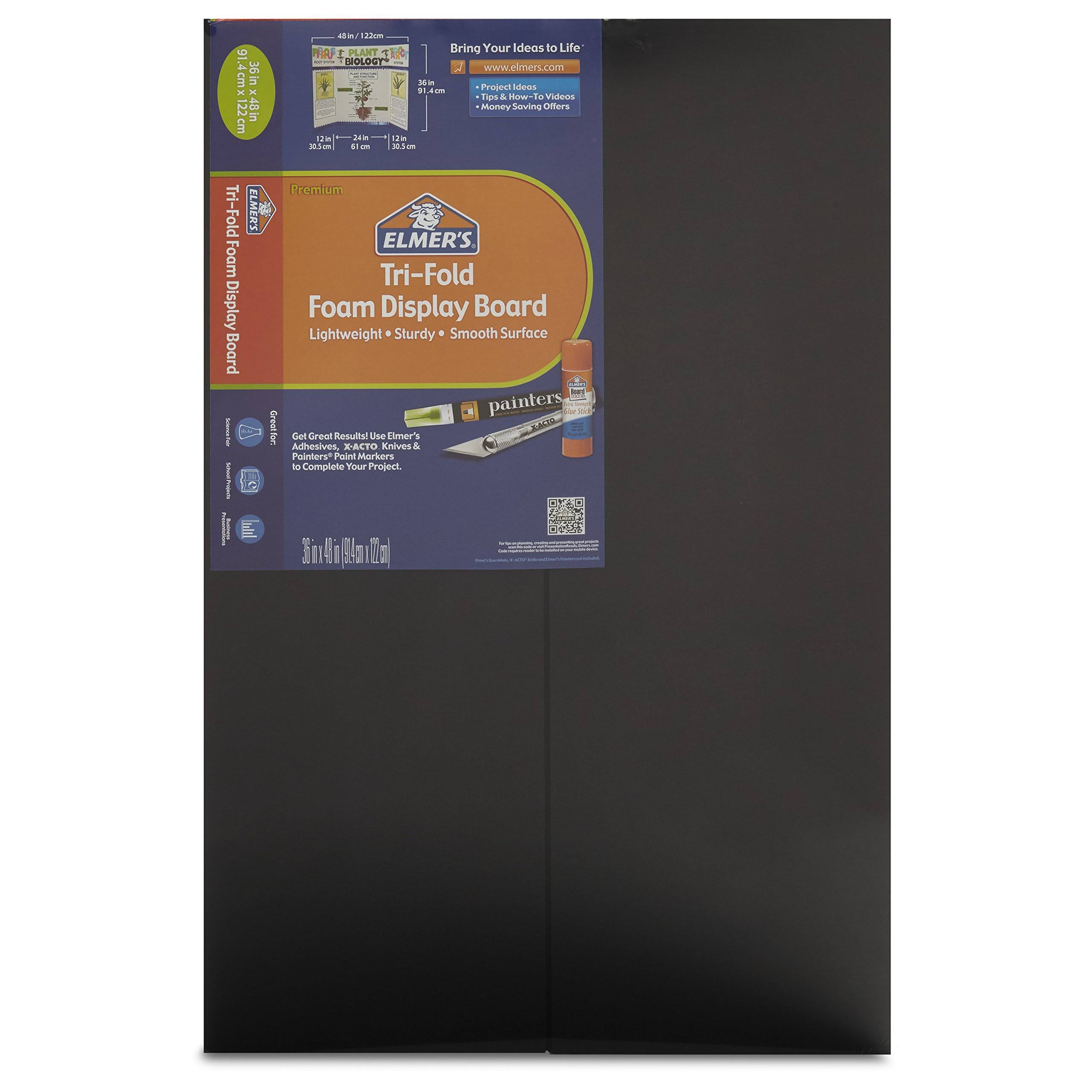 Elmer&s Tri-Fold Premium Foam Display Board, Black, 36x48 inch (Pack of 12)