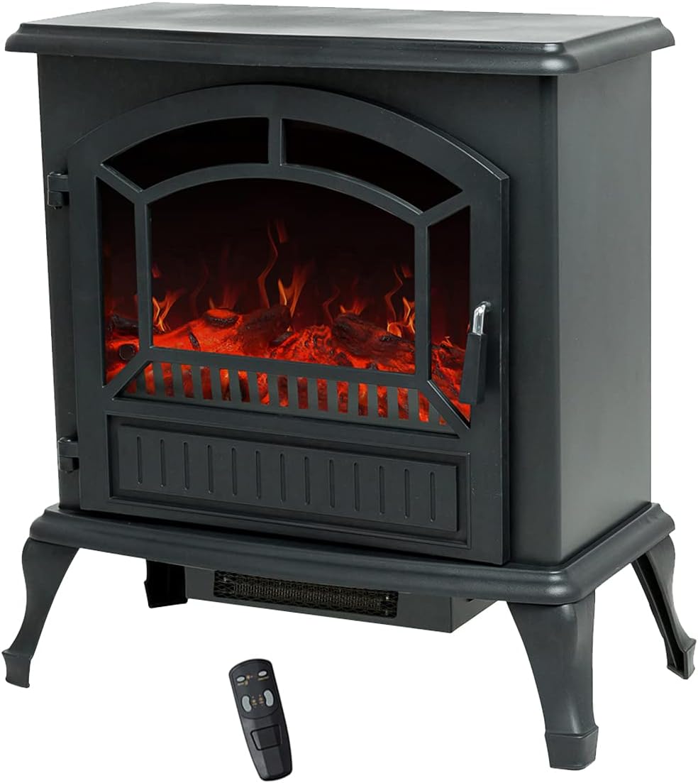 Jarka&Co 25 Inch Electric Stove Fireplace with Remote, Portable Freestanding Indoor Space Heater