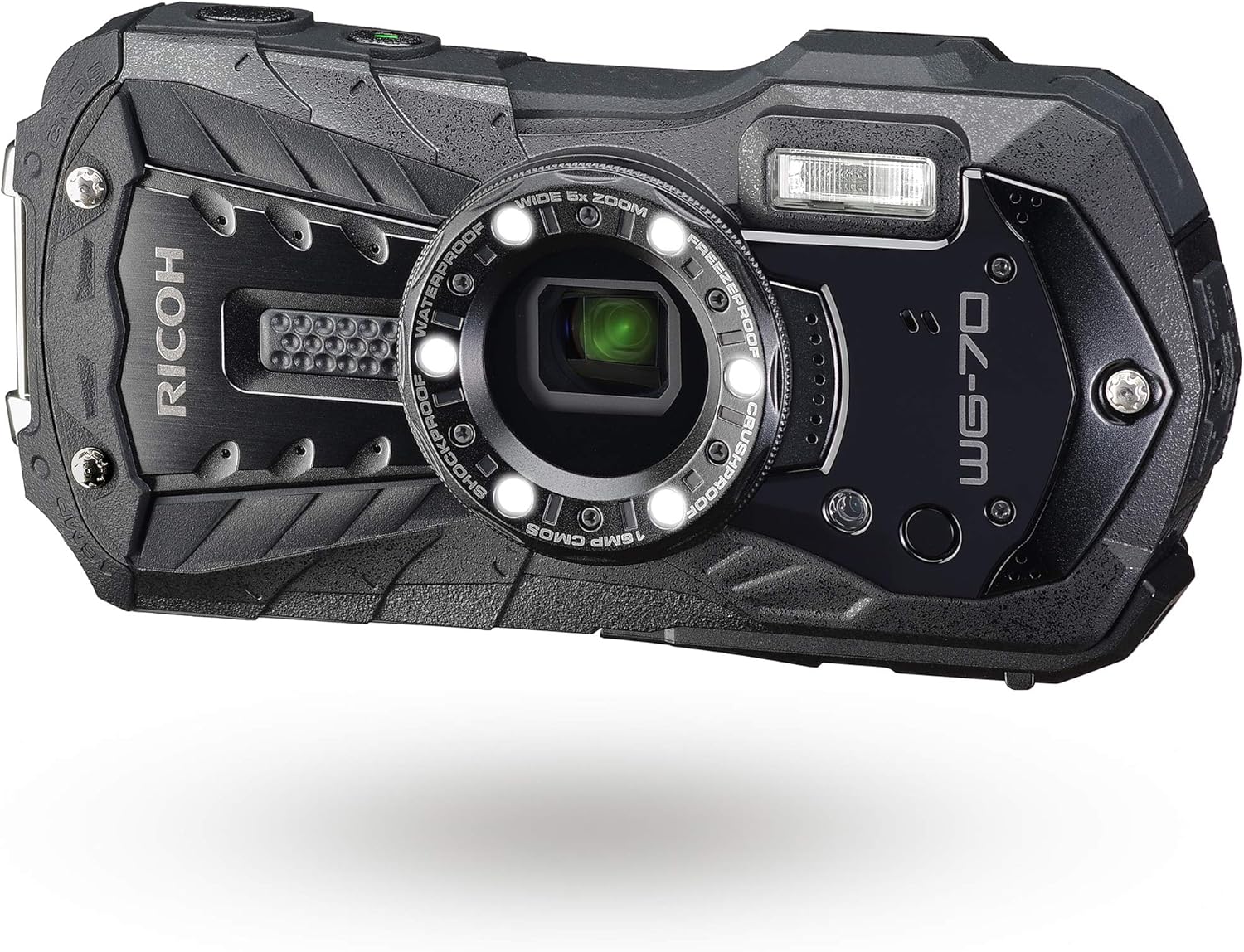 Ricoh WG-70 Orange Waterproof Digital Camera 16MP, Black