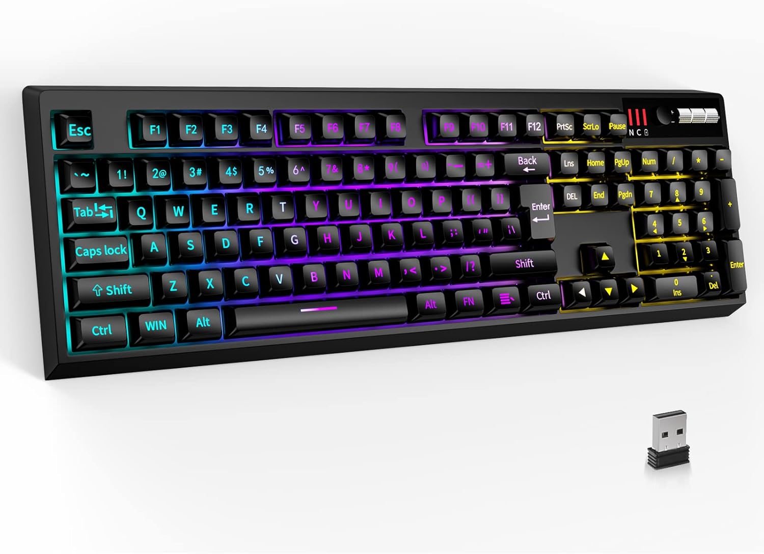 ZJFKSDYX L87 Wireless Gaming Keyboard, RGB Backlit 2.4G Wireless Connection Support Charging Waterproof Mute Button (White) Pack of 2